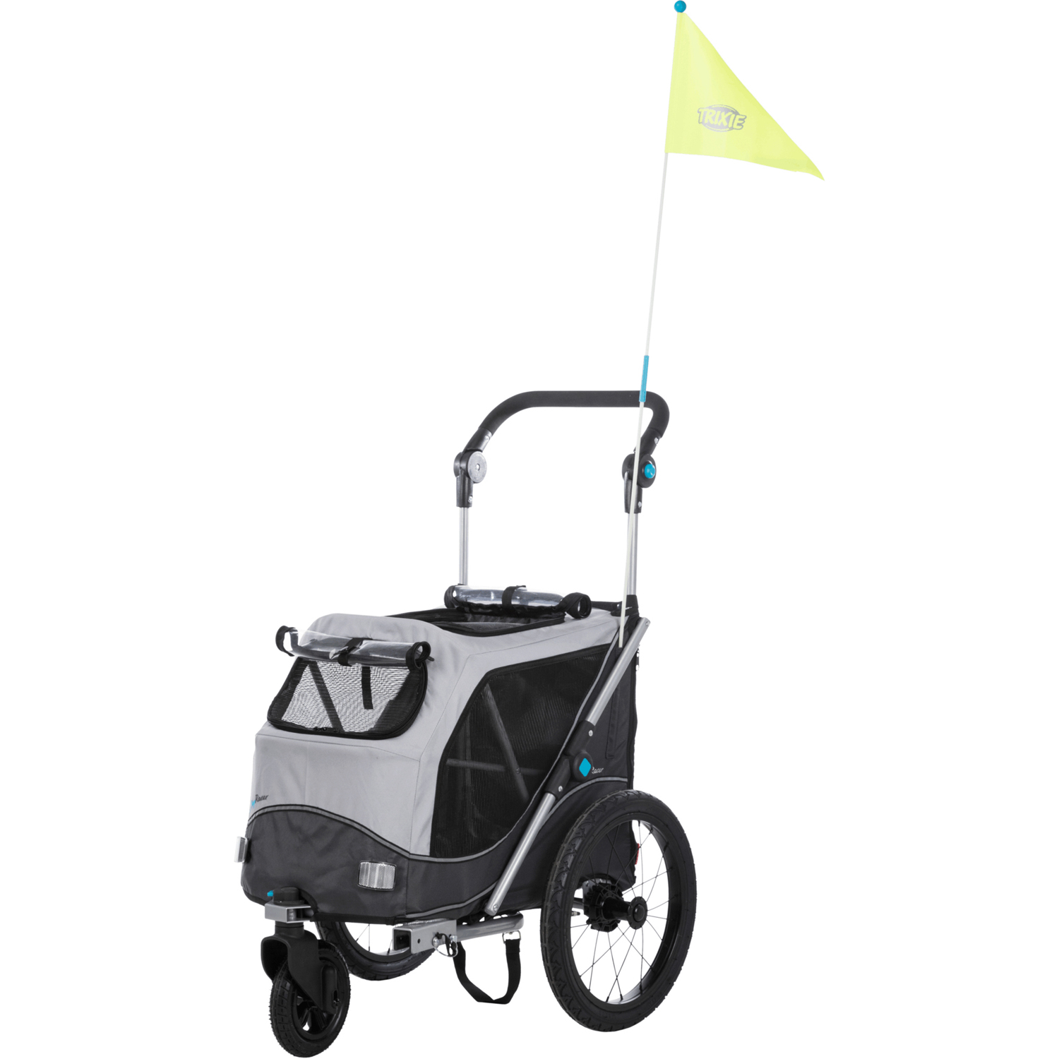 Remolque Bici, Plegado Rápido, S: 58×93×74/114 cm, Gris