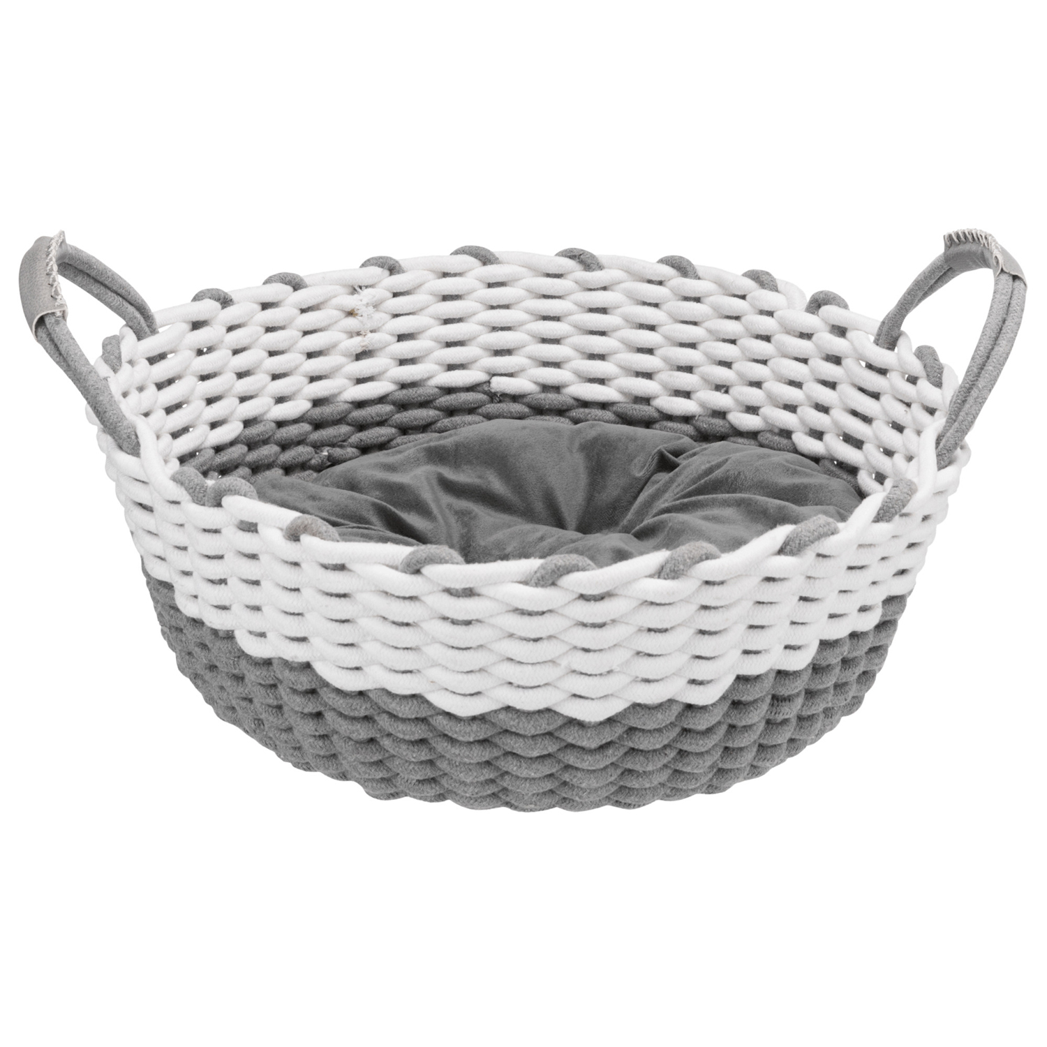 Cesta Nabou, Tejida, ø55 cm, Gris-Blanco