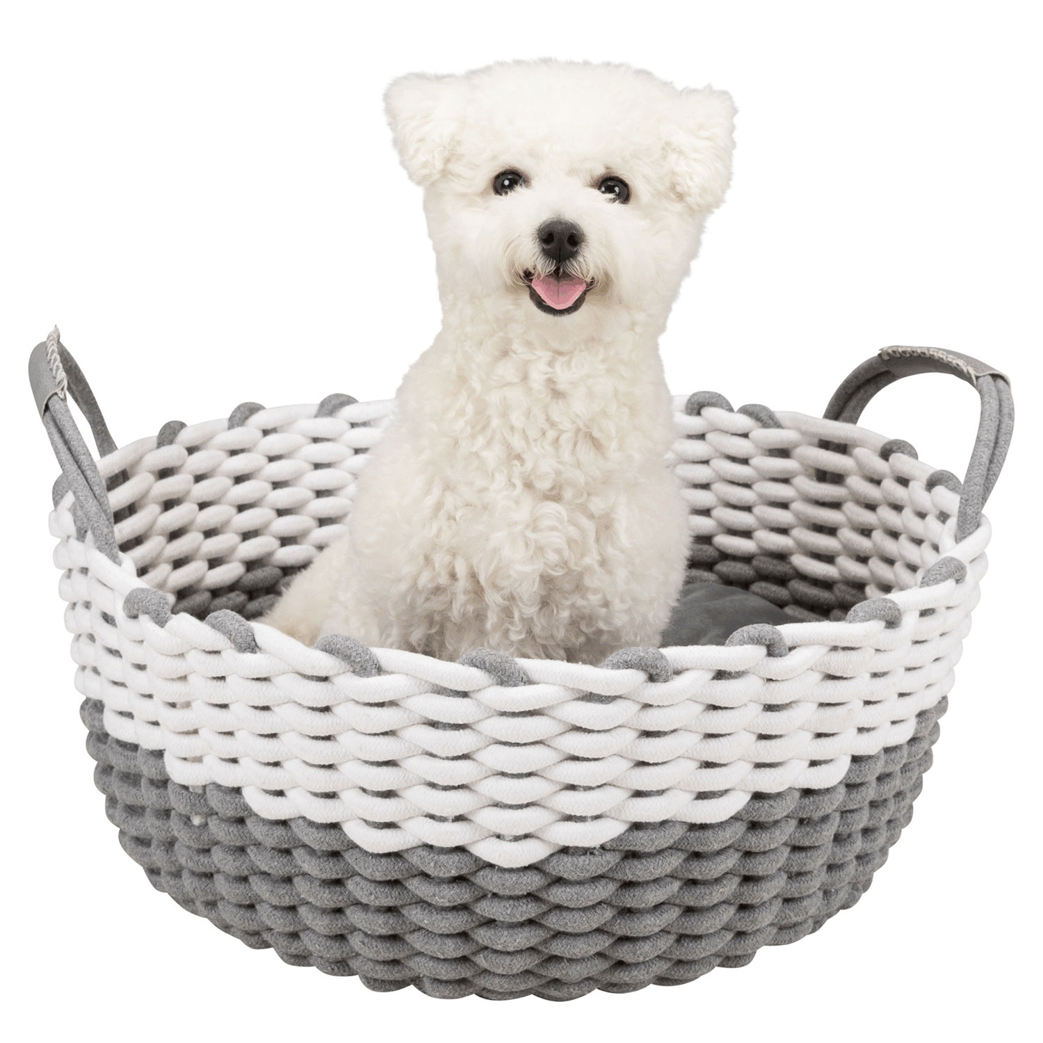 Cesta Nabou, Tejida, ø55 cm, Gris-Blanco