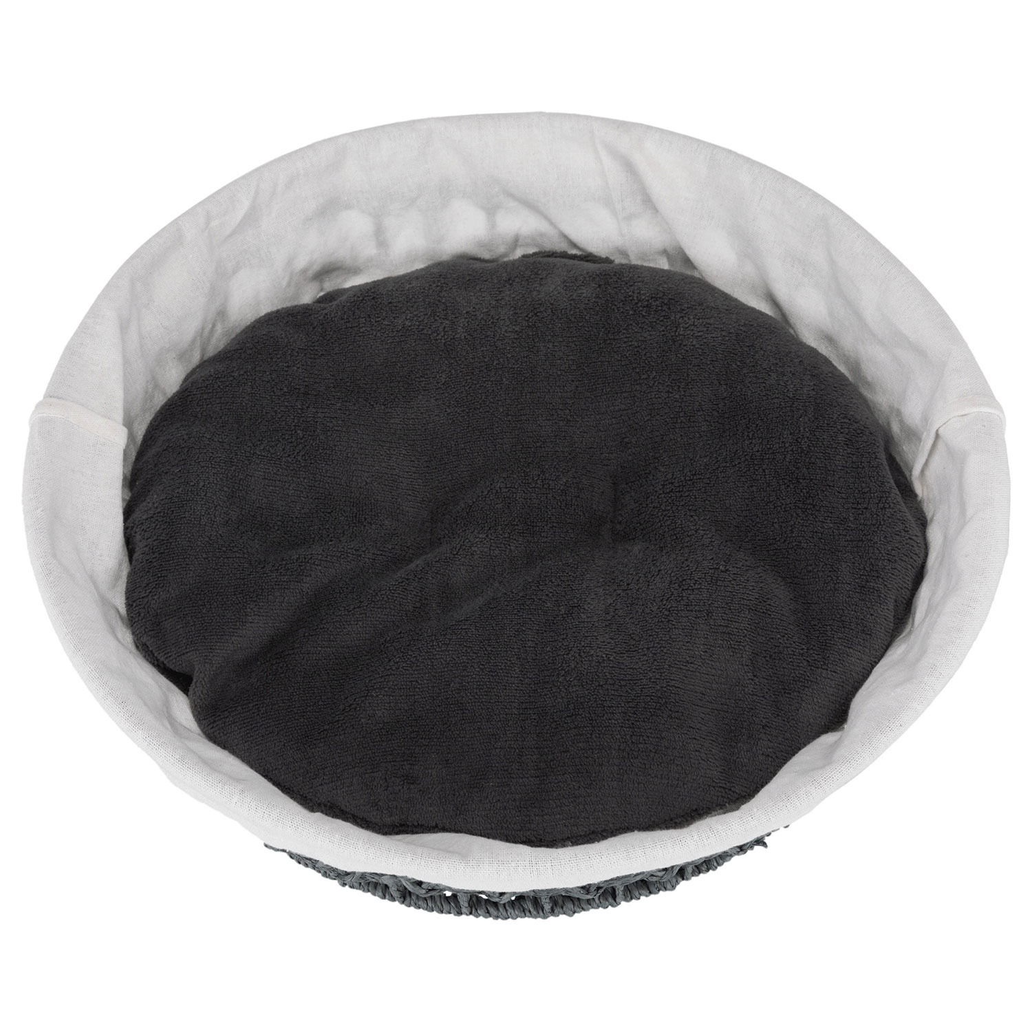 Cesta Feira, Hilado de Papel, ø45 cm, Gris oscuro-Natural