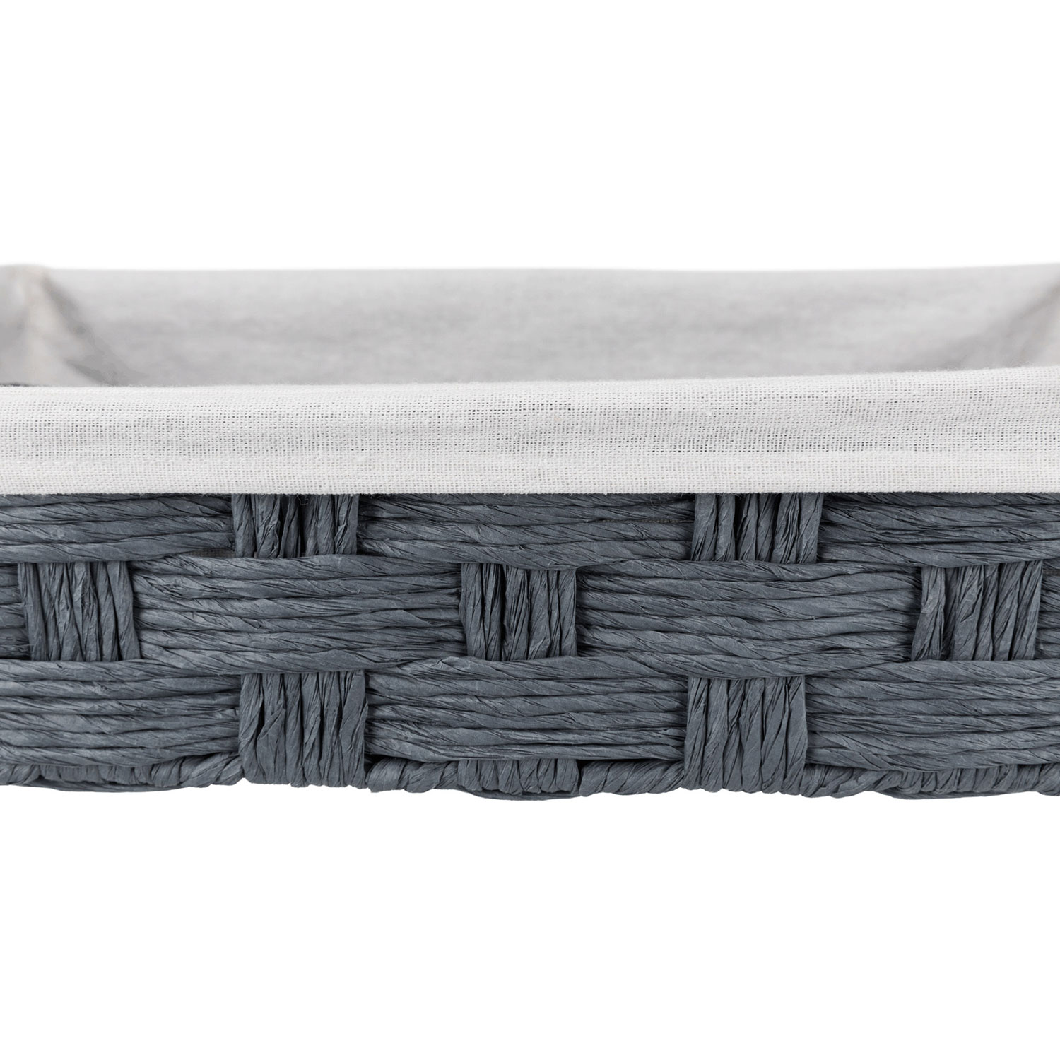 Cesta Tahira, Hilado Papel, 50 × 35 cm, Gris oscuro-Natural
