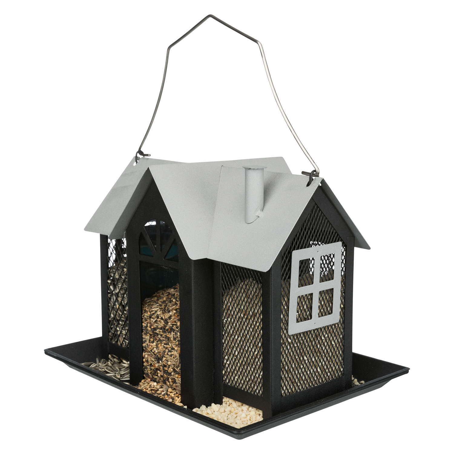 Comedero Pájaros, 2.000 ml/26 × 19 × 19 cm, negro