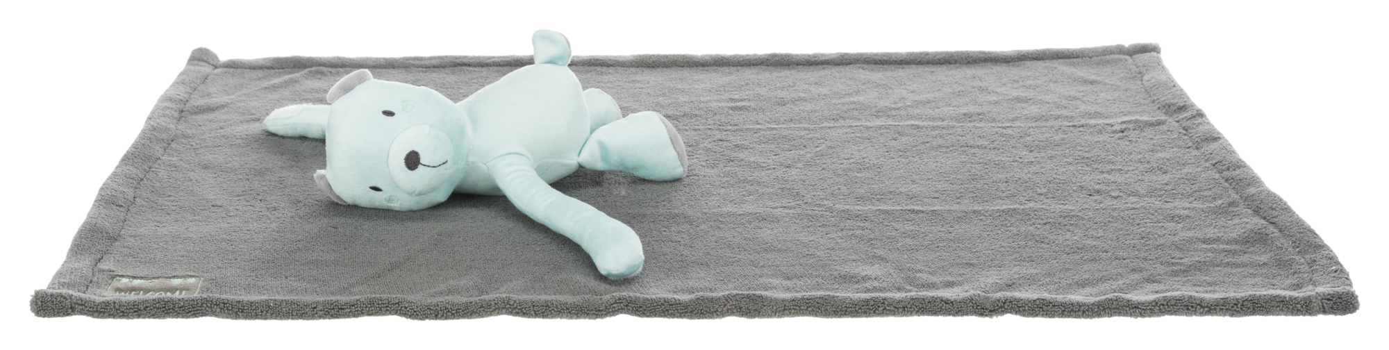 Set JUNIOR de manta/oso, felpa,  75 × 50 cm, Gris/Menta
