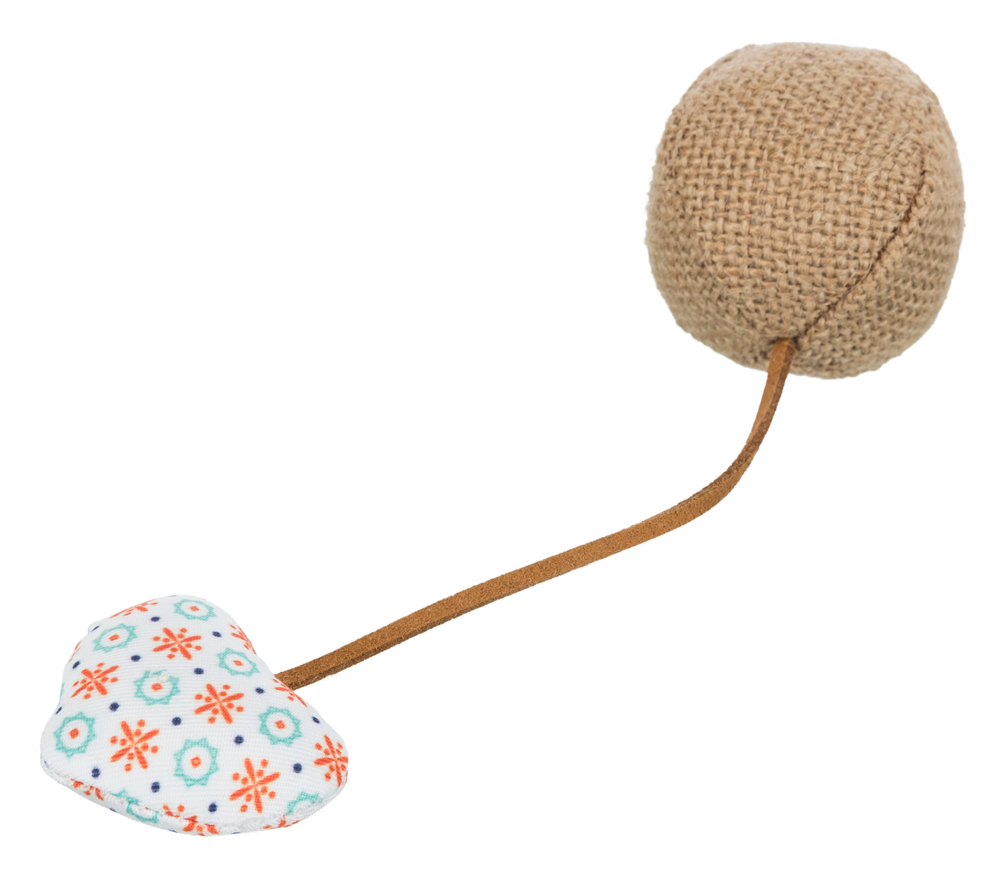 Pelota con corazón, yute/tela, ø 4.5 × 18 cm