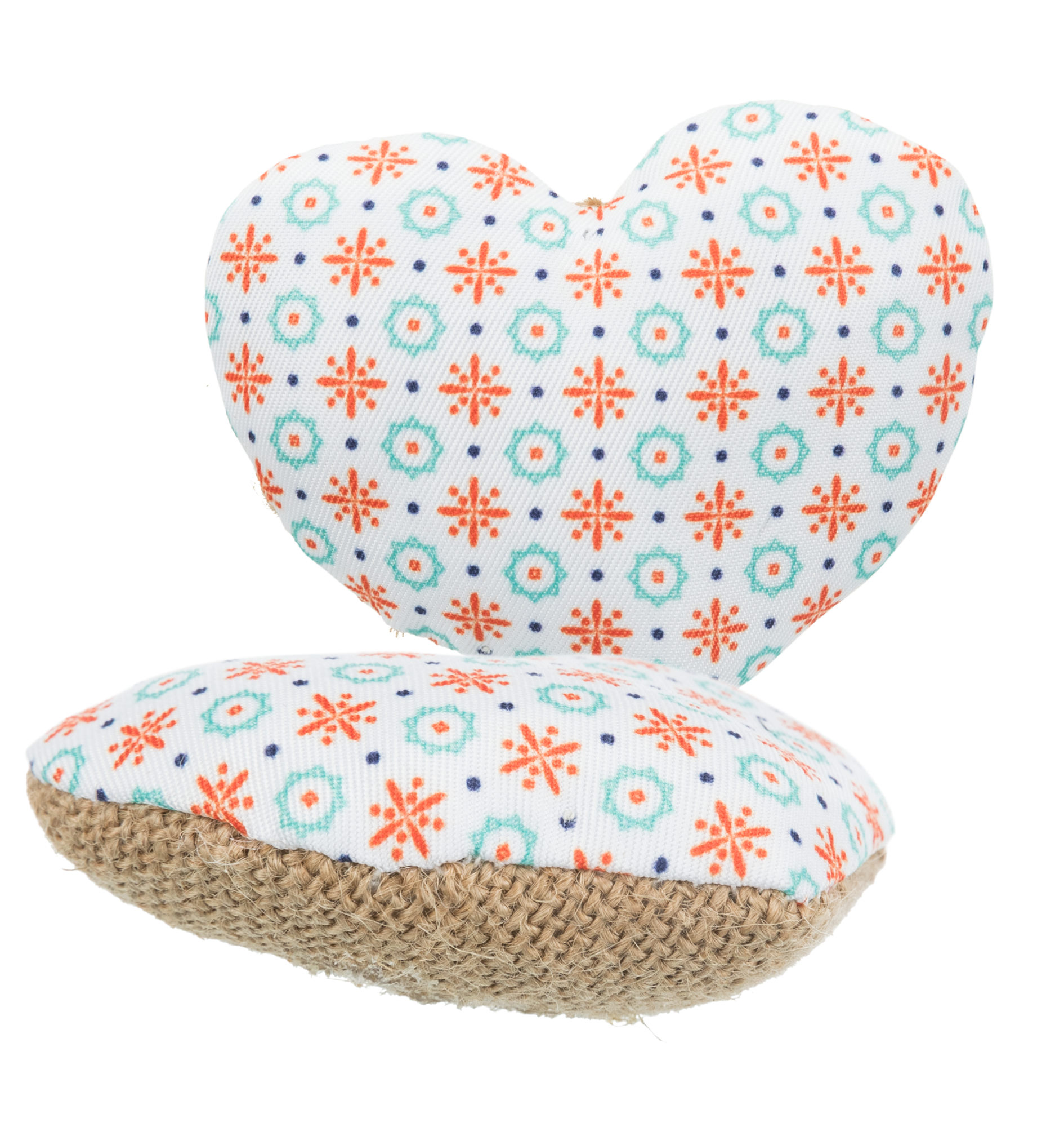 Corazón, yute/tela, 8 cm