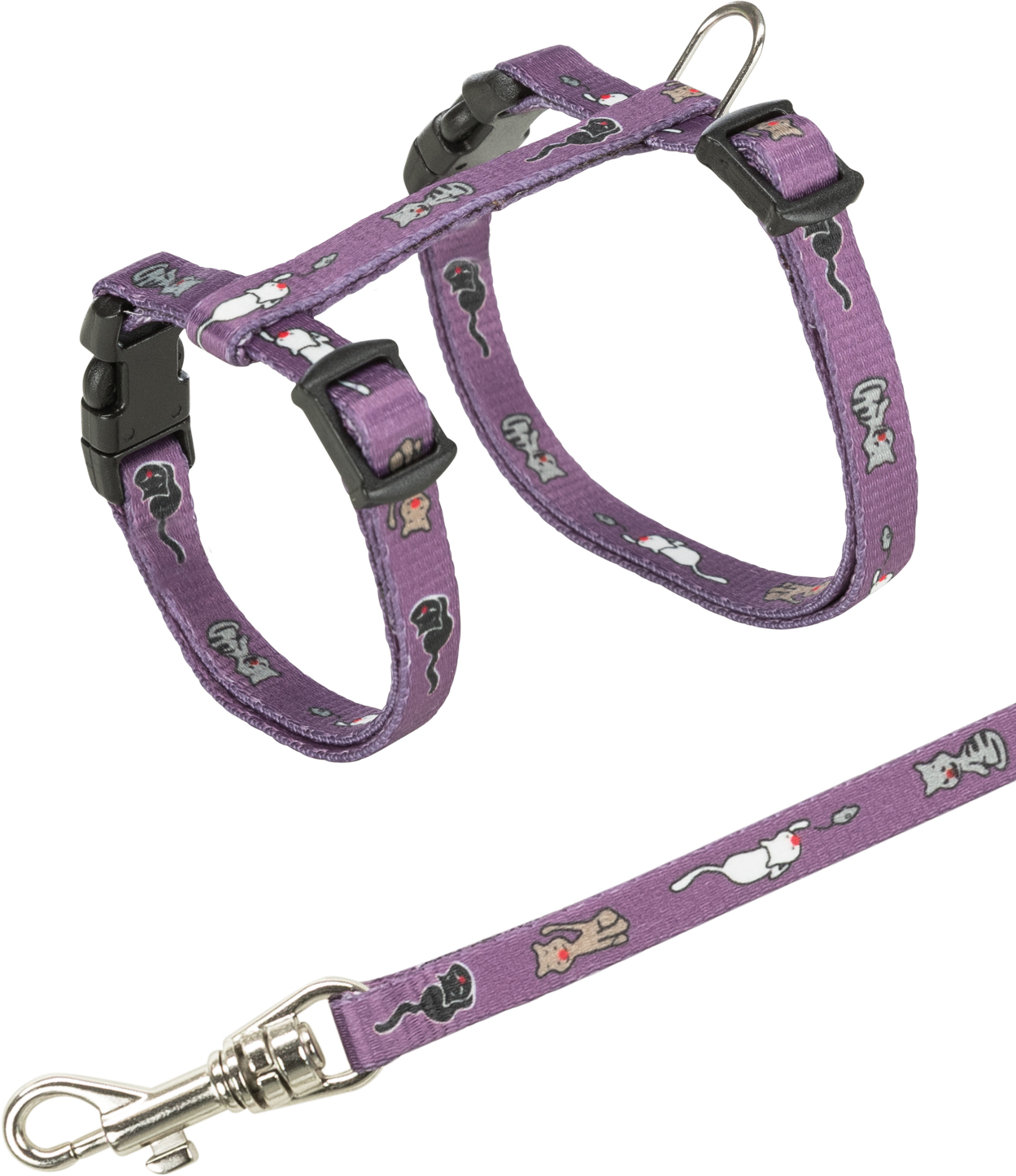 Arnés gatitos con correa JUNIOR, motivos felinos, 21–33 cm/8 mm, 1.20 m