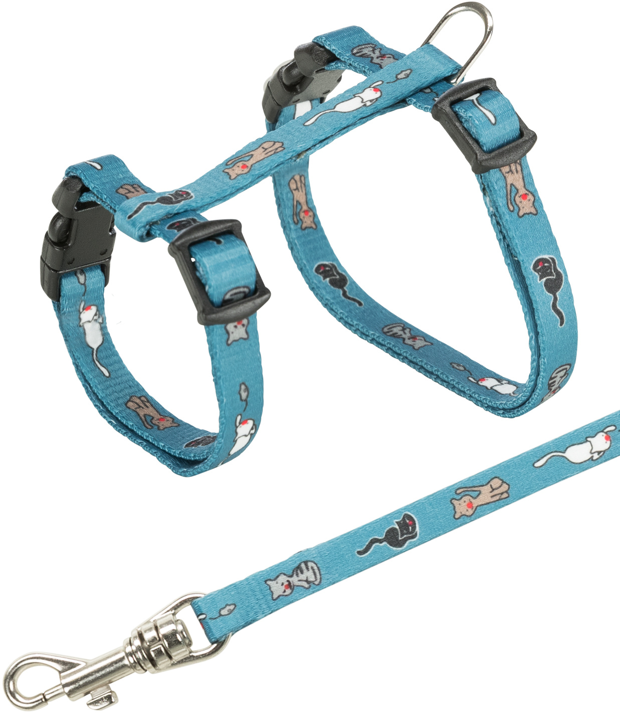 Arnés gatitos con correa JUNIOR, motivos felinos, 21–33 cm/8 mm, 1.20 m