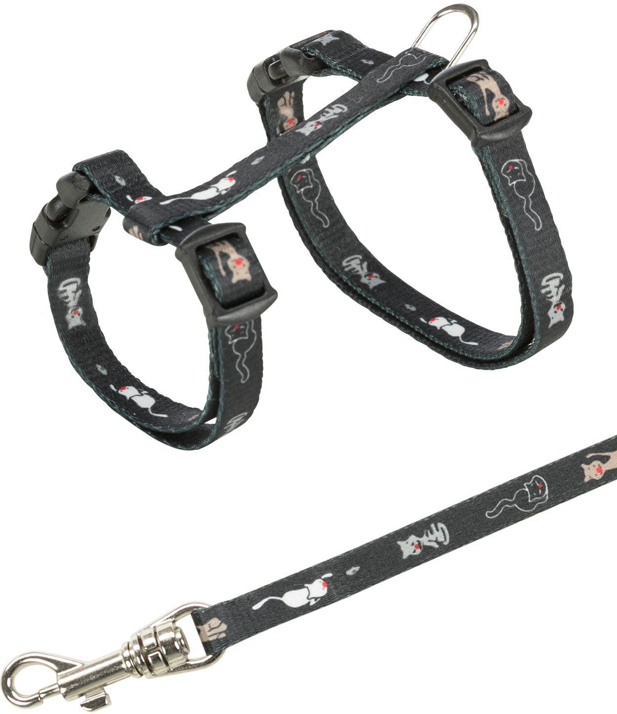 Arnés gatitos con correa JUNIOR, motivos felinos, 21–33 cm/8 mm, 1.20 m