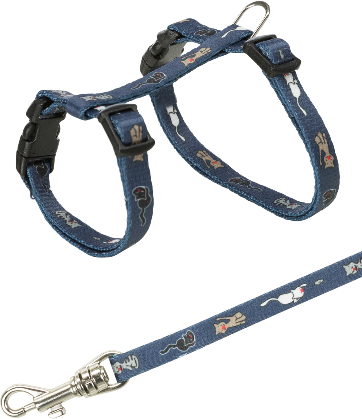 Arnés gatitos con correa JUNIOR, motivos felinos, 21–33 cm/8 mm, 1.20 m