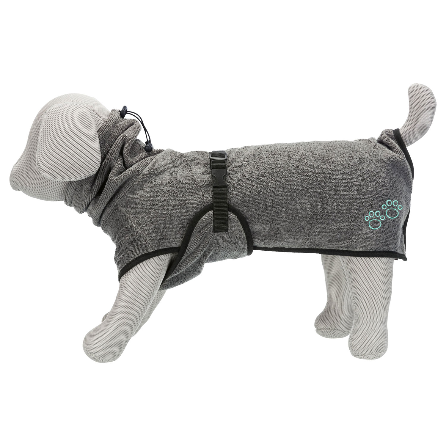 Bata de baño para perros, tela de rizo, XS: 30 cm, Gris