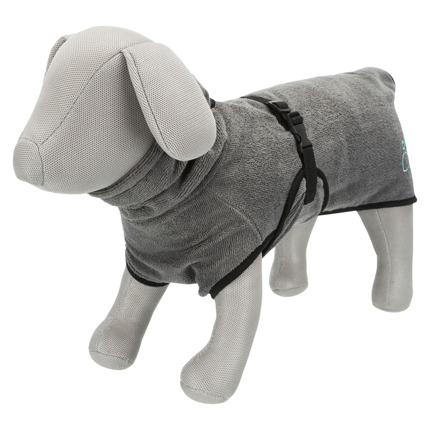 Bata de baño para perros, tela de rizo, XS: 30 cm, Gris