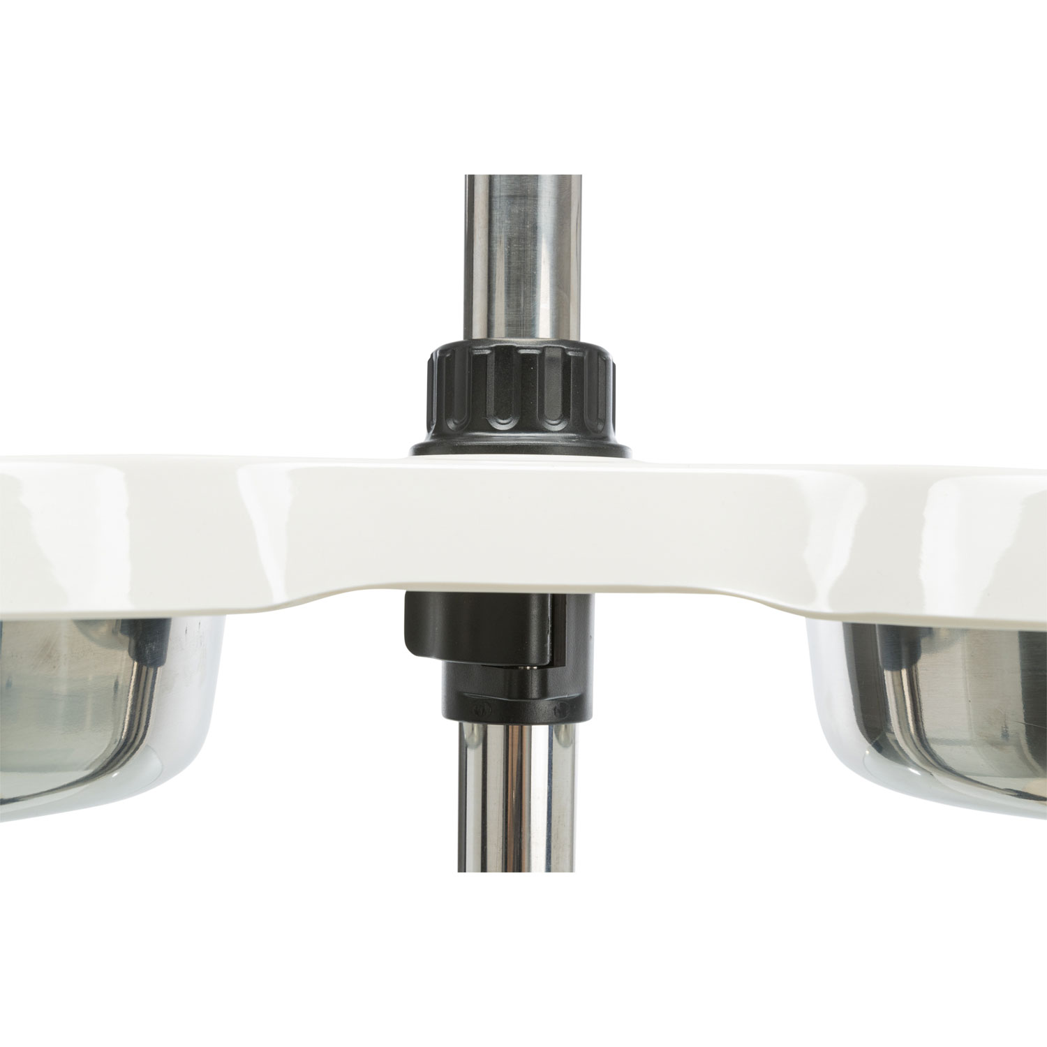 Soporte Comedero Perros, de altura ajustable, Melamina/Acero Inox., 2 × 1.6 l/ø 21 cm, Blanco