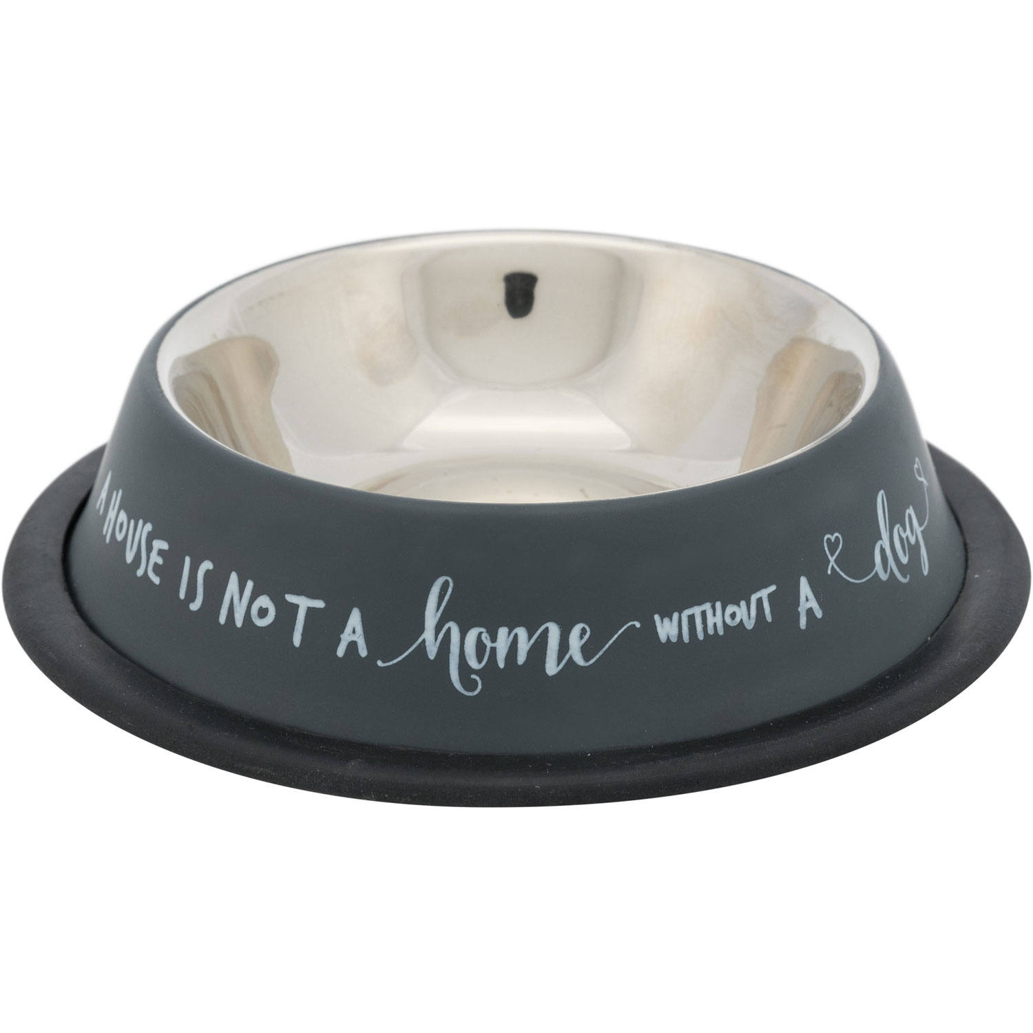 Comedero, Acero Inoxidable/anillo base de caucho, 0.45 l/ø 19 cm, Gris