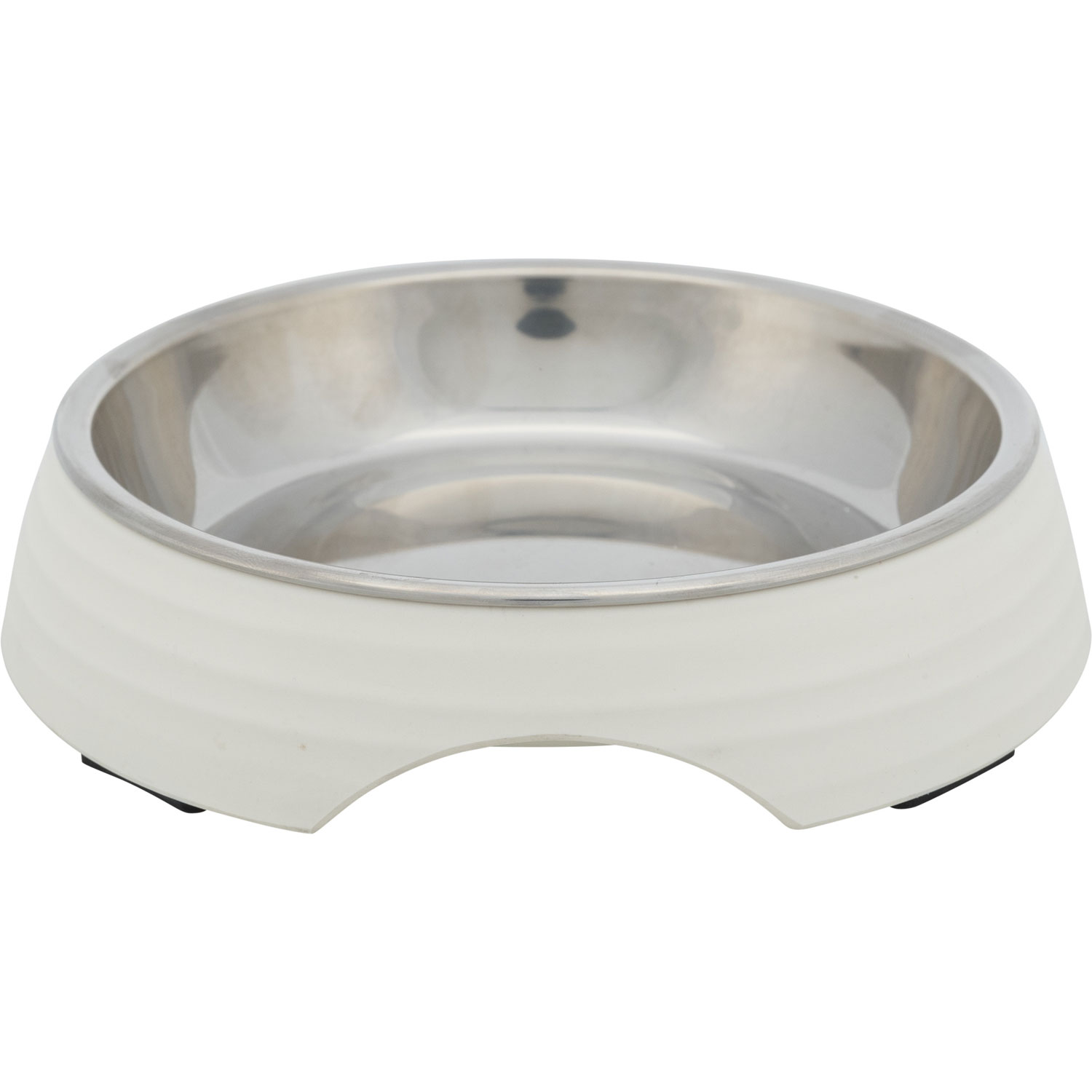 Comedero, Melamina/Acero Inoxidable, 0.2 l/ø 14 cm, Blanco