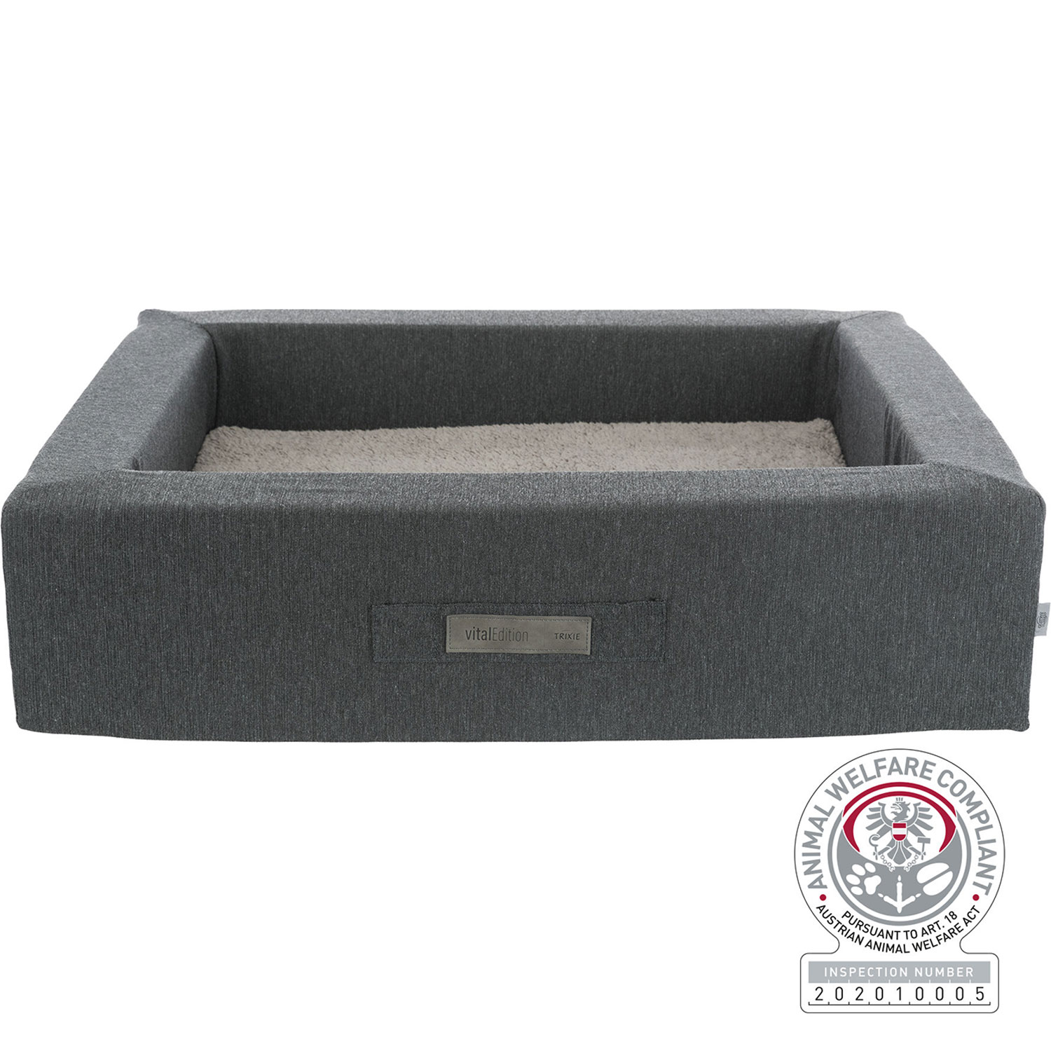 Cama Vital Bendson, cuadrado, 80 × 65 cm, Gris Oscuro/Gris Claro