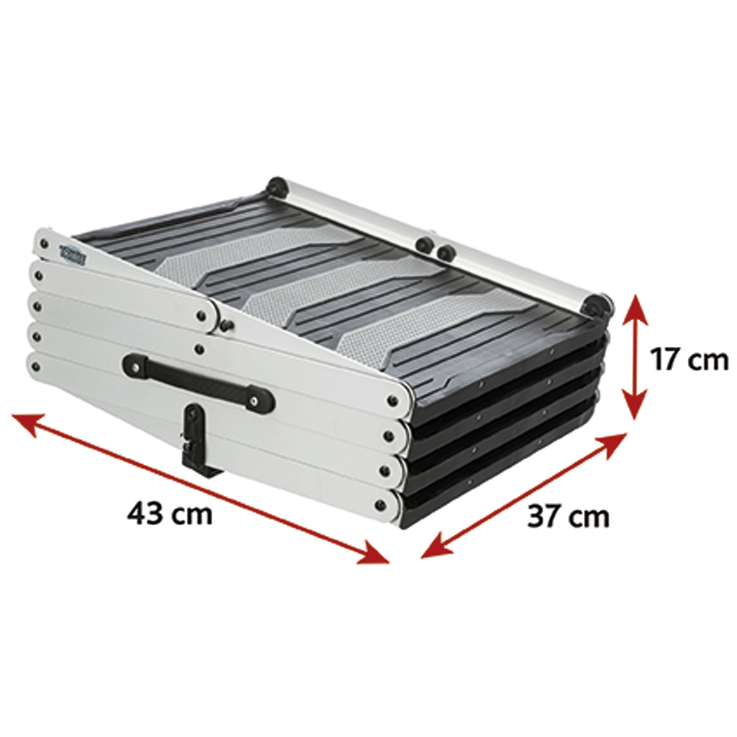 Escalera plegable 4 pasos, Aluminio/Plástico/TPR, 37 cm x hasta 70 cm x hasta 160 cm
