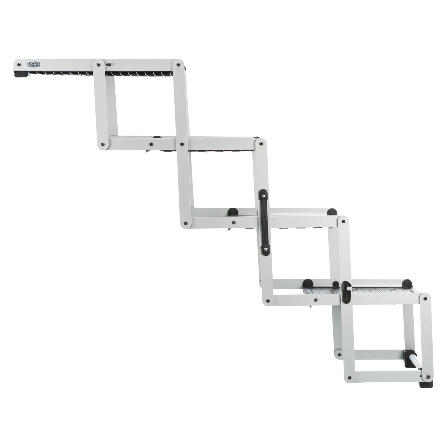 Escalera plegable 4 pasos, Aluminio/Plástico/TPR, 37 cm x hasta 70 cm x hasta 160 cm