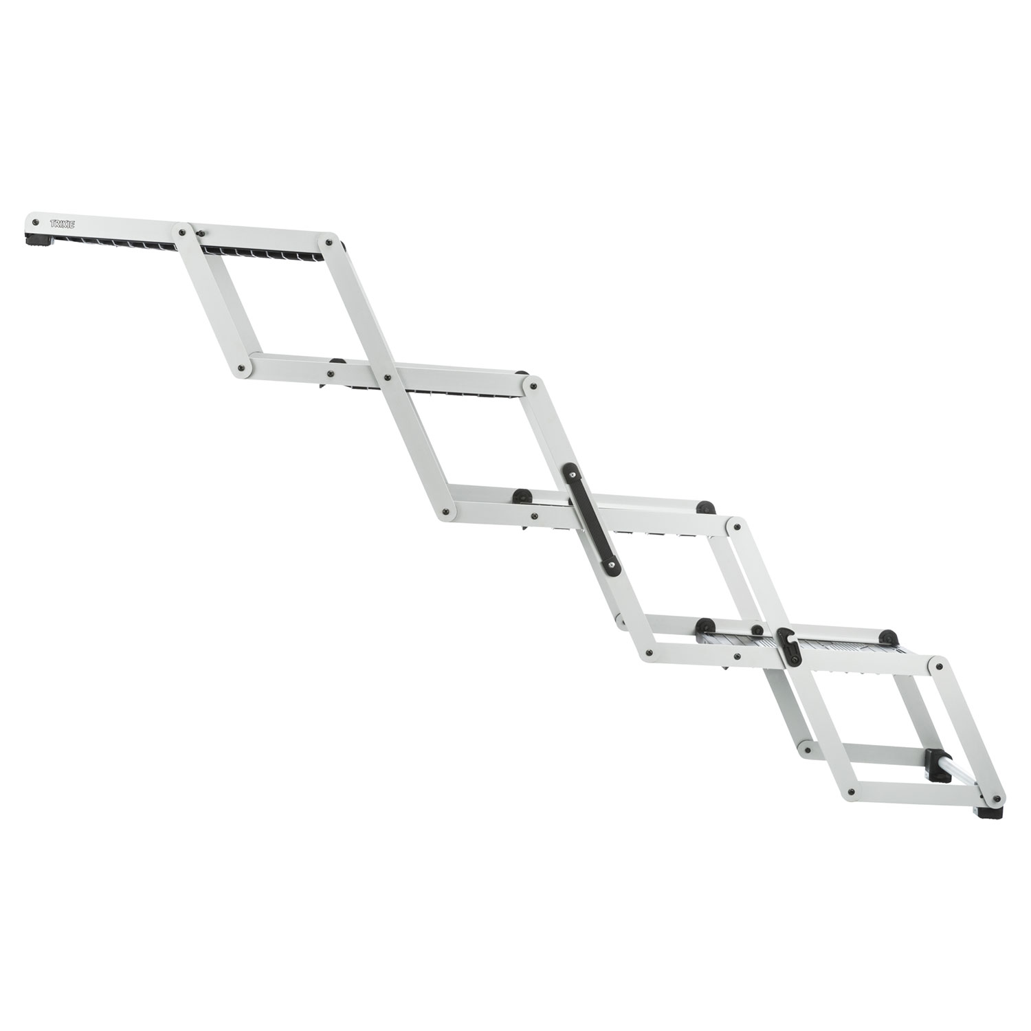 Escalera plegable 4 pasos, Aluminio/Plástico/TPR, 37 cm x hasta 70 cm x hasta 160 cm