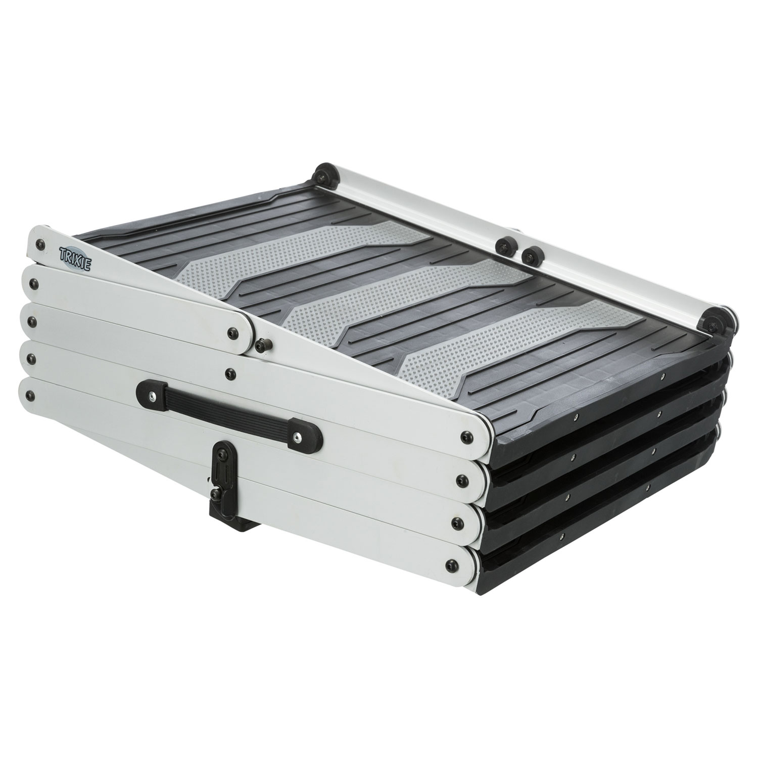 Escalera plegable 4 pasos, Aluminio/Plástico/TPR, 37 cm x hasta 70 cm x hasta 160 cm