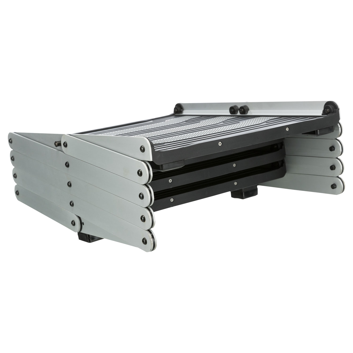 Escalera plegable 4 pasos, Aluminio/Plástico/TPR, 37 cm x hasta 70 cm x hasta 160 cm
