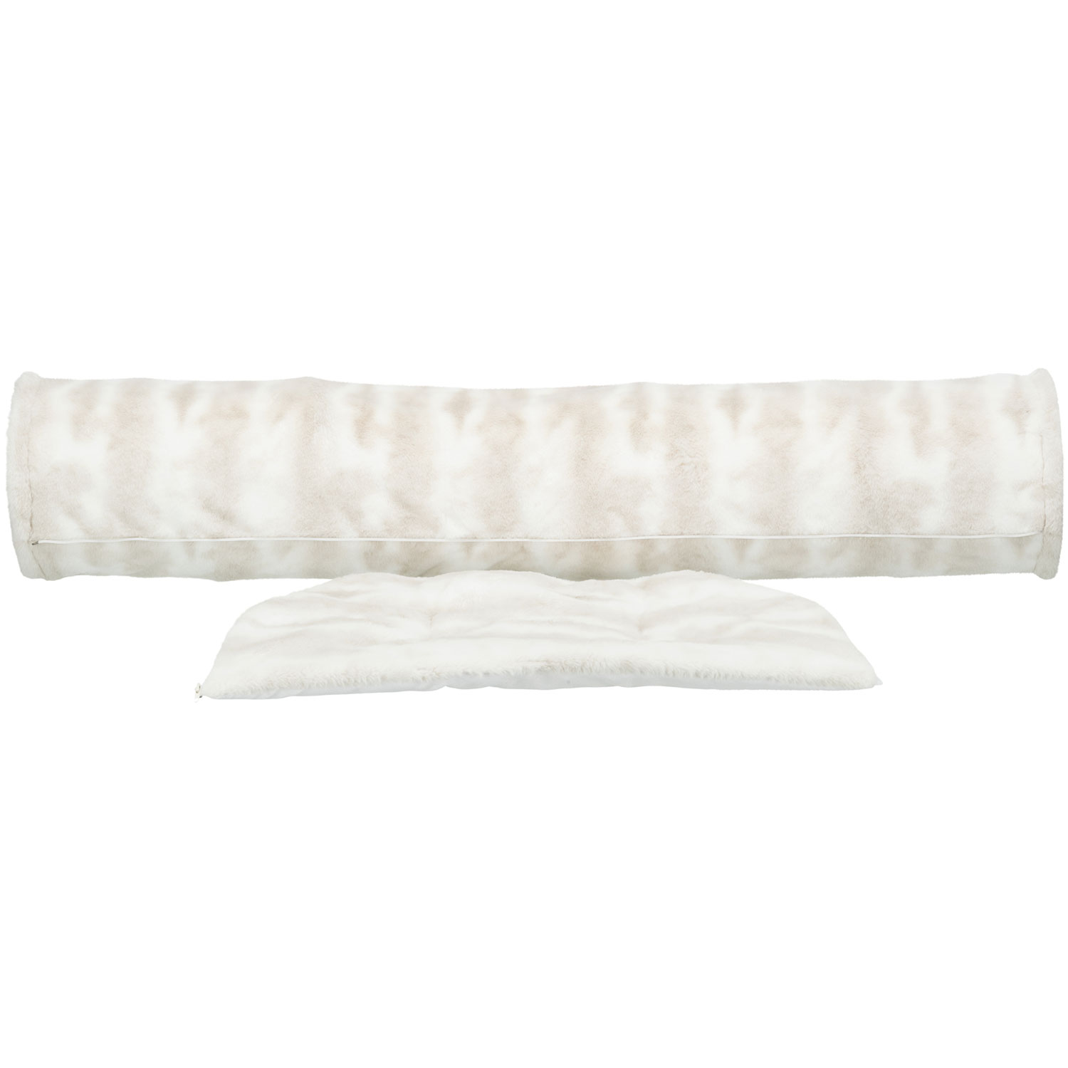 Túnel de Juego Nelli con zona de descanso, Felpa, 55 × 27 × 116 cm, Blanco-Taupe