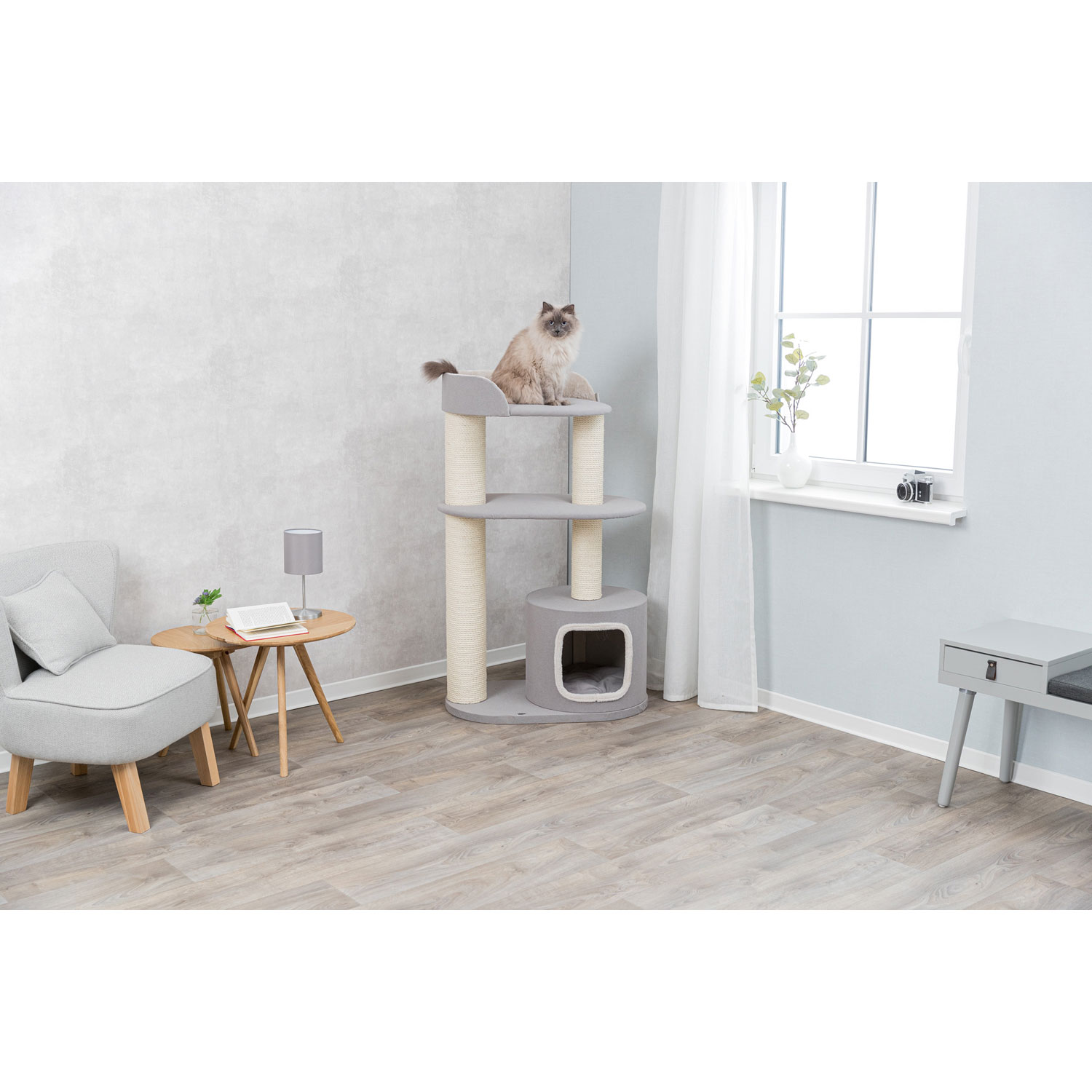 Poste Rascador Salva XXL, 3 niveles, 128 cm, Taupe