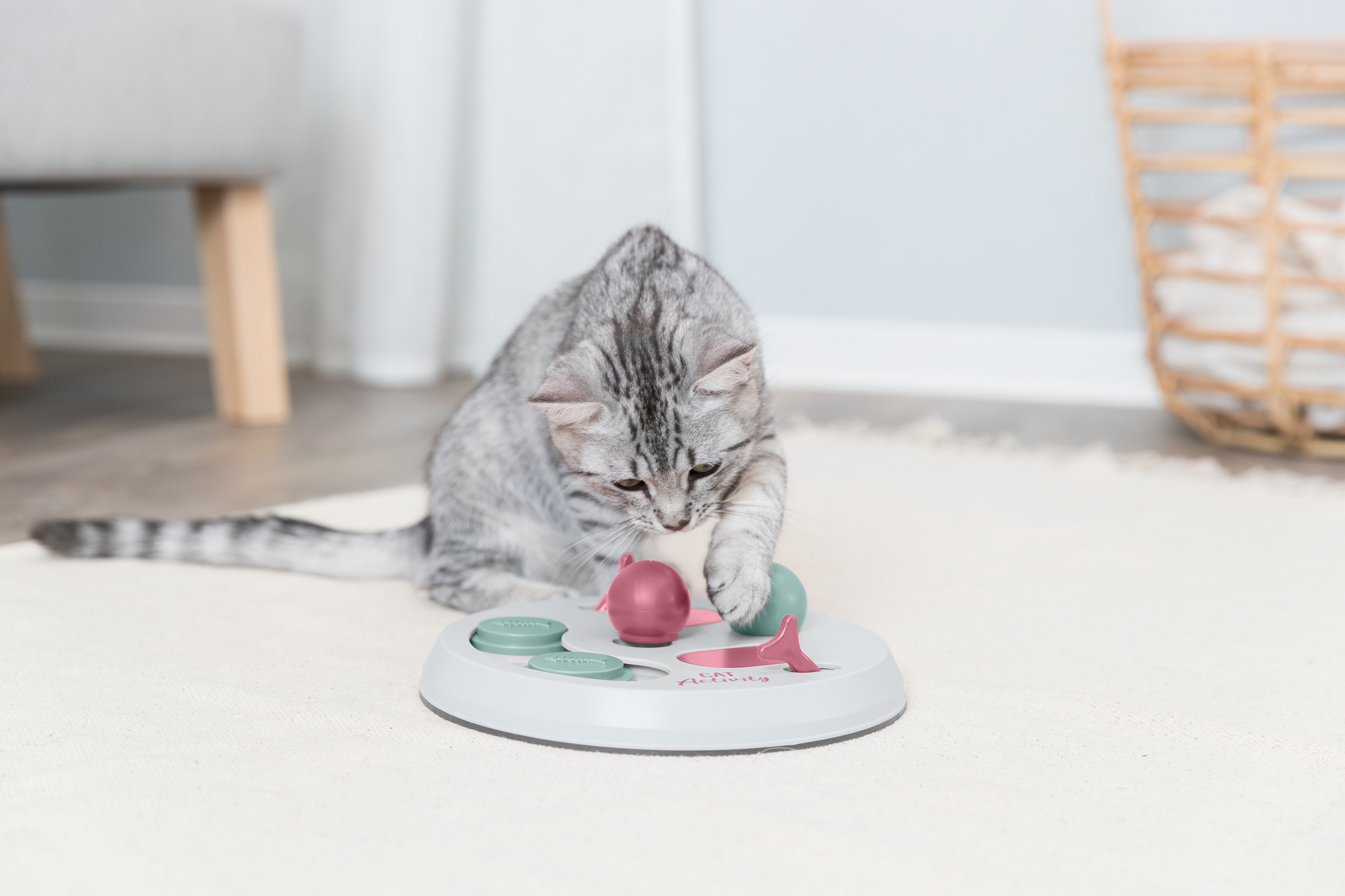 Cat Activity Flip Board juego estrategia, ø 23 cm, Cereza/Rosa/Gris Claro