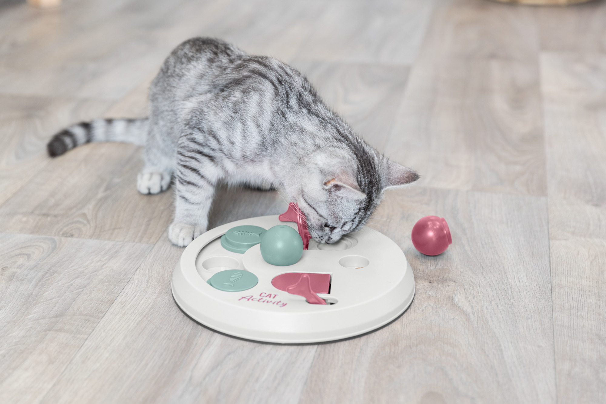 Cat Activity Flip Board juego estrategia, ø 23 cm, Cereza/Rosa/Gris Claro
