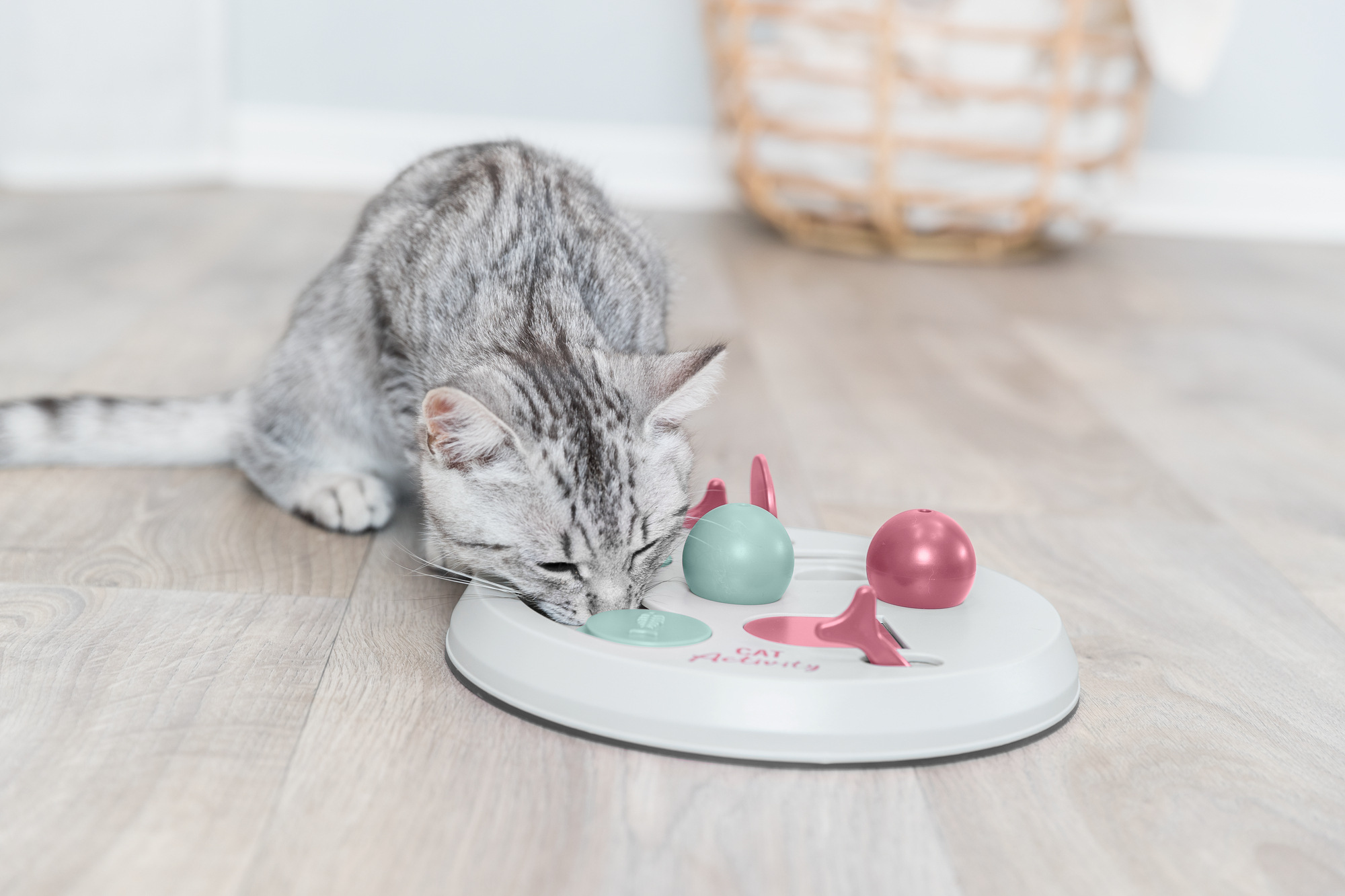 Cat Activity Flip Board juego estrategia, ø 23 cm, Cereza/Rosa/Gris Claro
