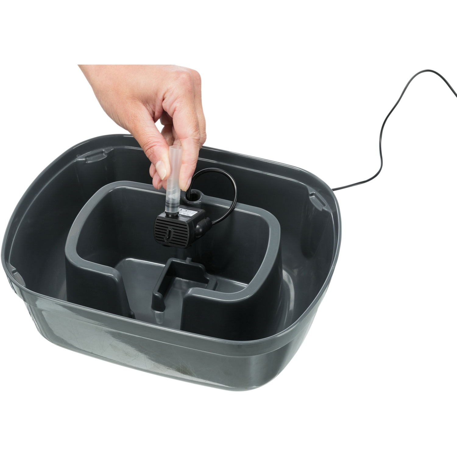Fuente Polygon, melamina, 2.5 l/28 × 11 × 22 cm, Gris/Blanco