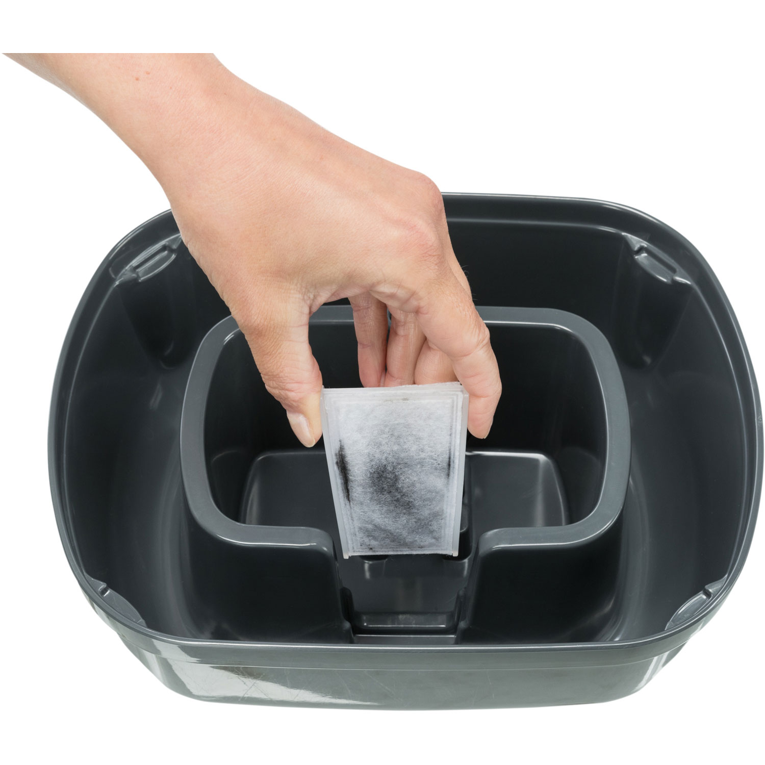 Fuente Polygon, melamina, 2.5 l/28 × 11 × 22 cm, Gris/Blanco