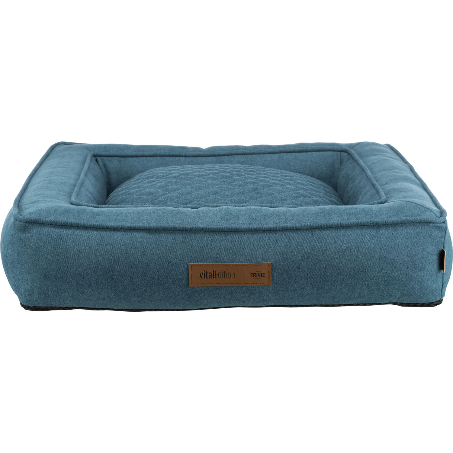 Vital Cama Tonio, cuadrado, 60 × 50 cm, Azul petróleo/Blanco-Gris