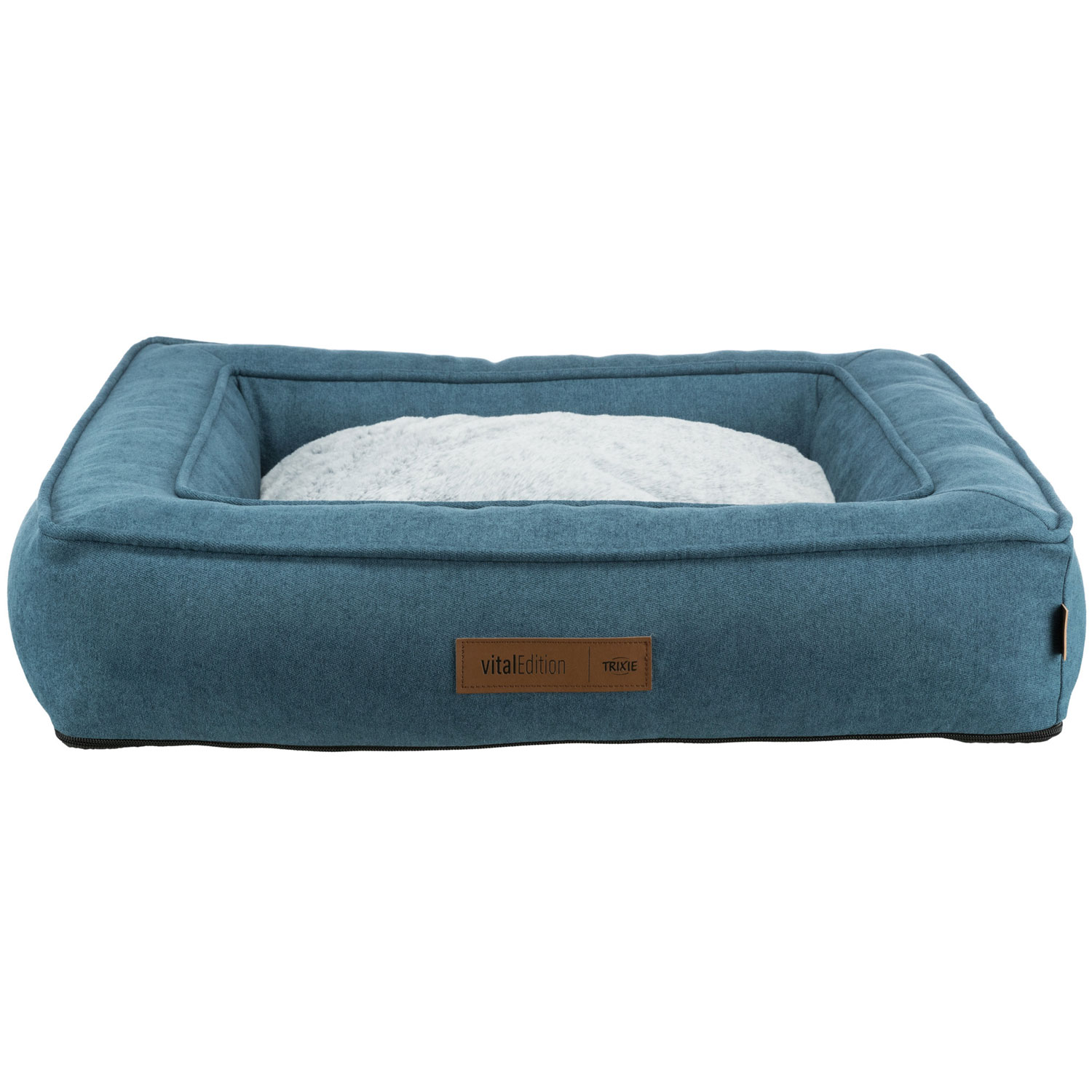 Vital Cama Tonio, cuadrado, 60 × 50 cm, Azul petróleo/Blanco-Gris