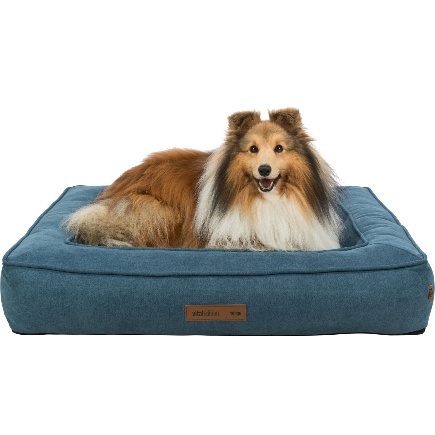 Vital Cama Tonio, cuadrado, 60 × 50 cm, Azul petróleo/Blanco-Gris