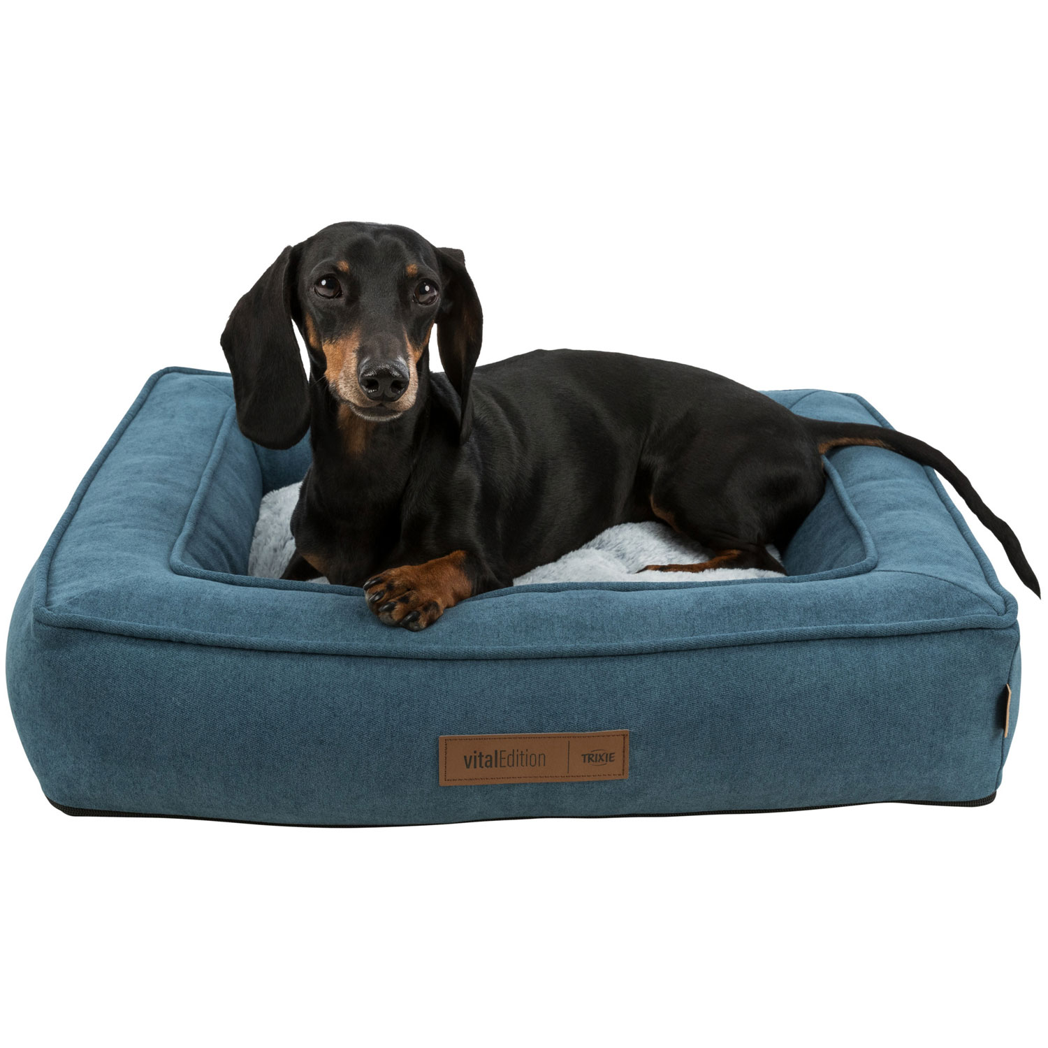 Vital Cama Tonio, cuadrado, 60 × 50 cm, Azul petróleo/Blanco-Gris