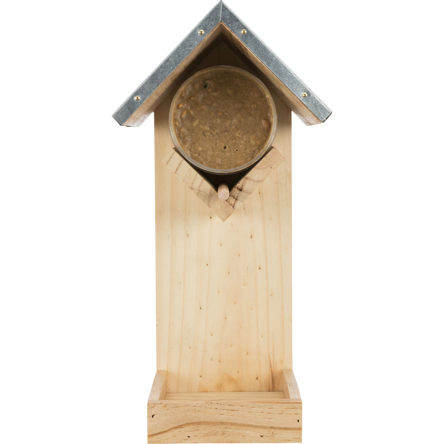 Soporte de mantequilla de maní con plato de aliMentación, pino, 15 × 31 × 14 cm
