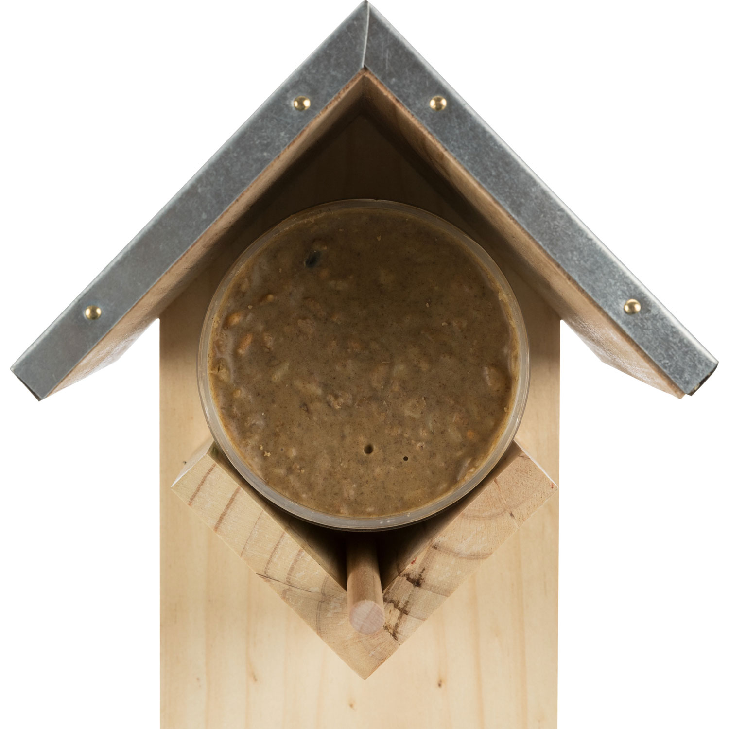 Soporte de mantequilla de maní con plato de aliMentación, pino, 15 × 31 × 14 cm