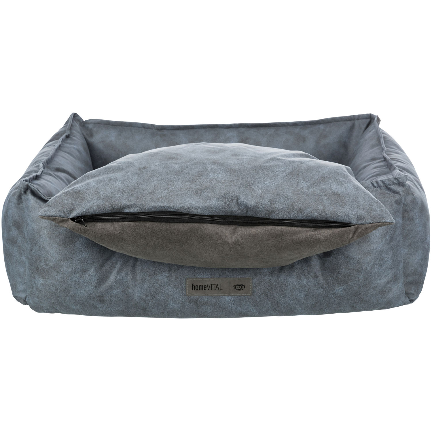 Cama Vital Calito, cuadrado, 60 × 50 cm, Azul/Gris