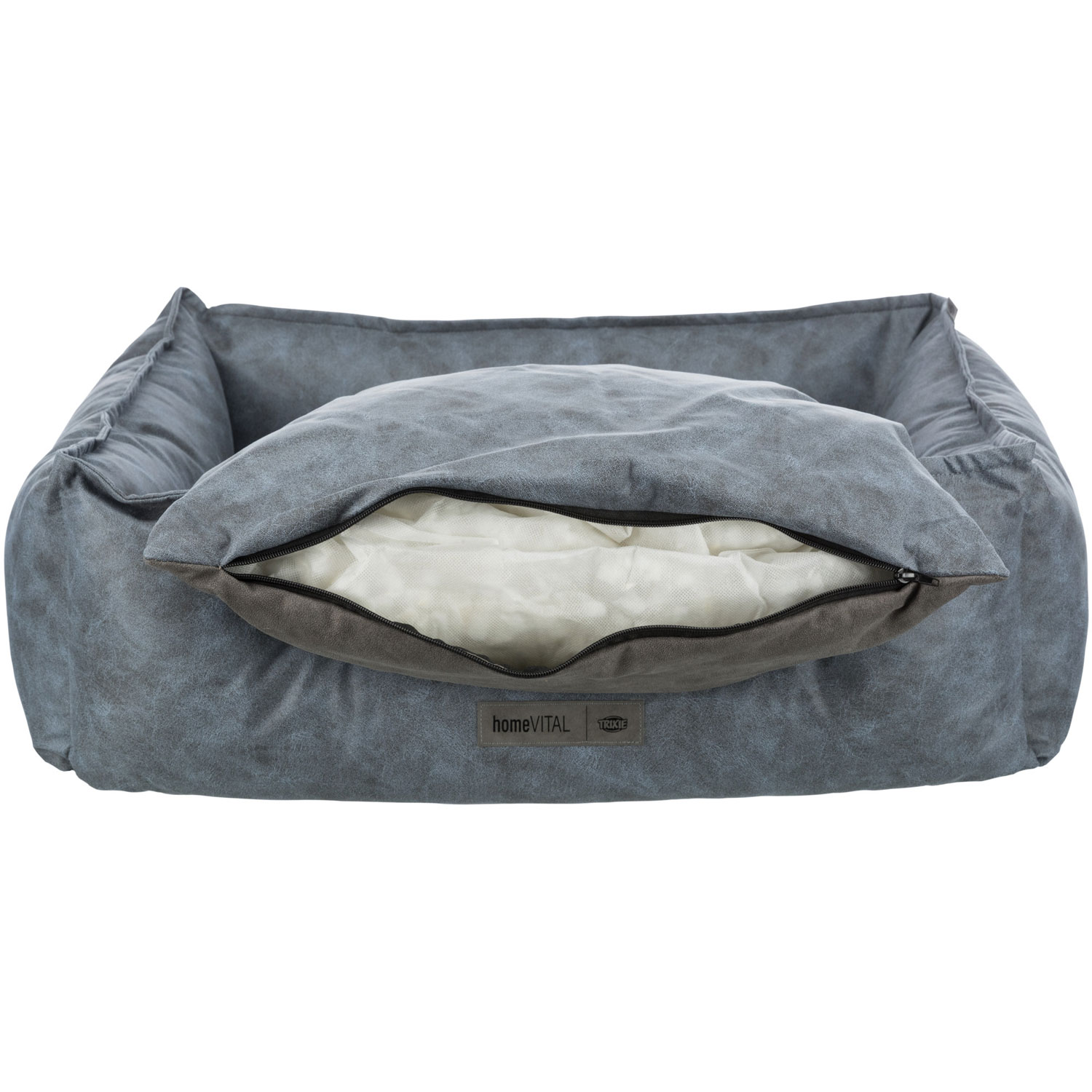 Cama Vital Calito, cuadrado, 60 × 50 cm, Azul/Gris