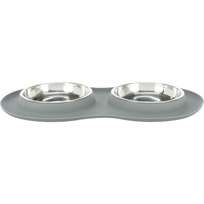 Set de comederos, silicona/acero inoxidable