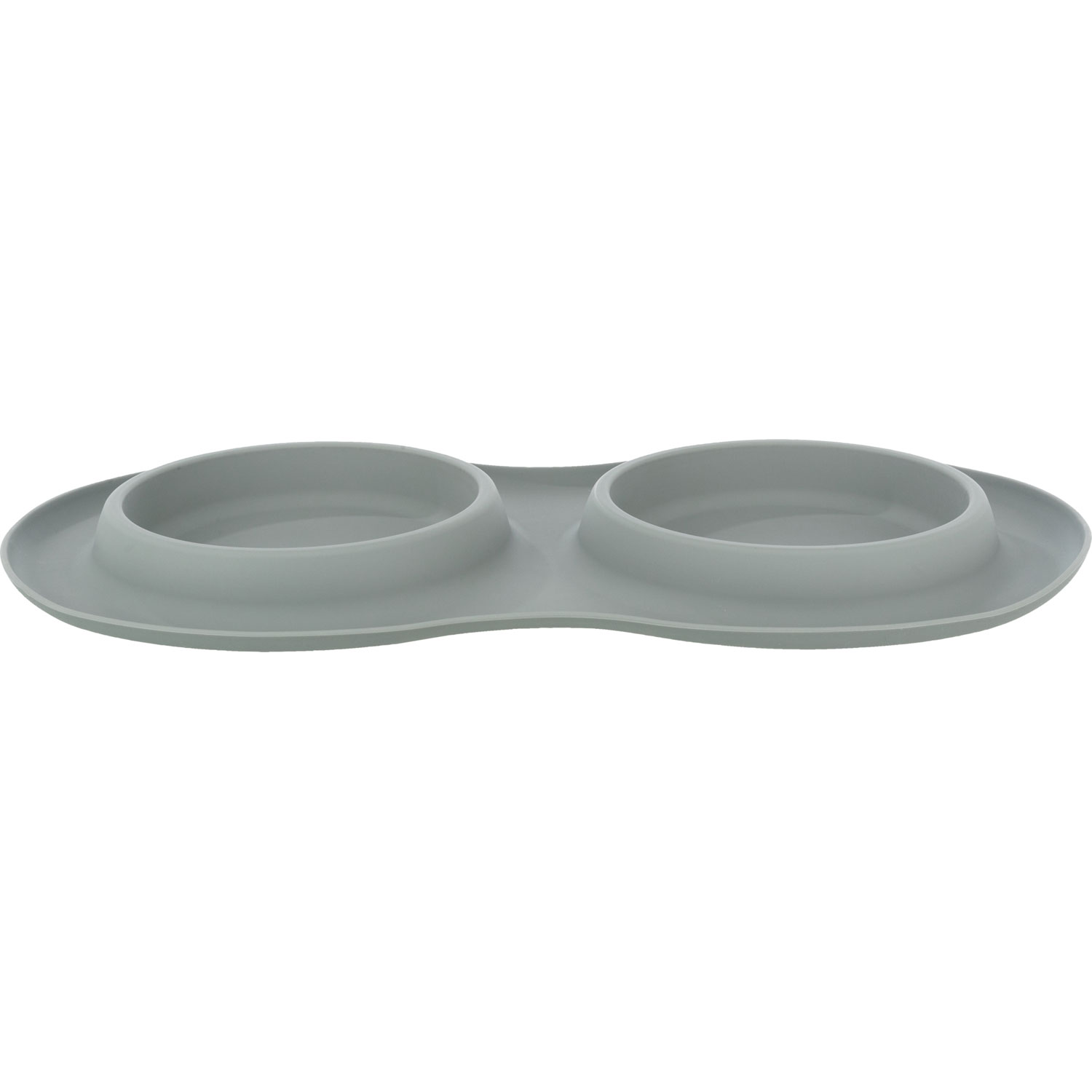 Set de comederos, silicona/acero inoxidable, 2 × 0,3 l/ø 16 cm/47 × 3 × 26 cm, Gris