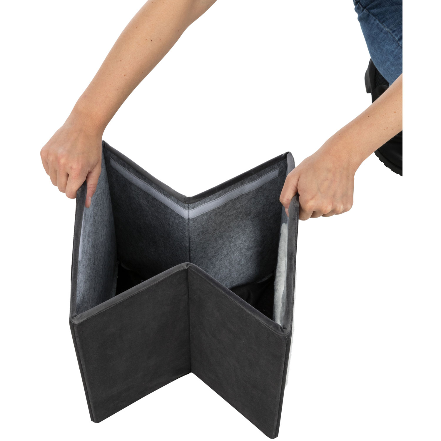 Cueva Livia, 38 × 41 × 44 cm, Gris oscuro/Blanco