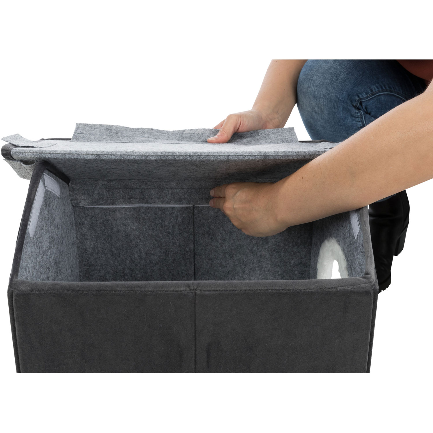 Cueva Livia, 38 × 41 × 44 cm, Gris oscuro/Blanco