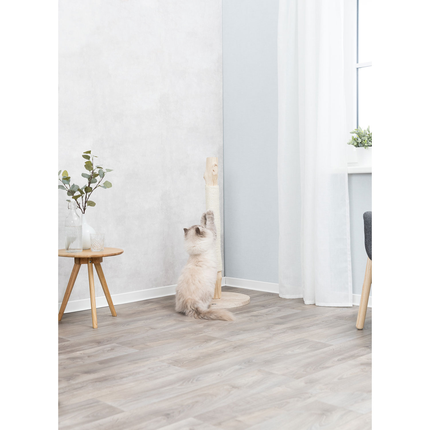 Poste rascador, madera natural, 93 cm, Beige
