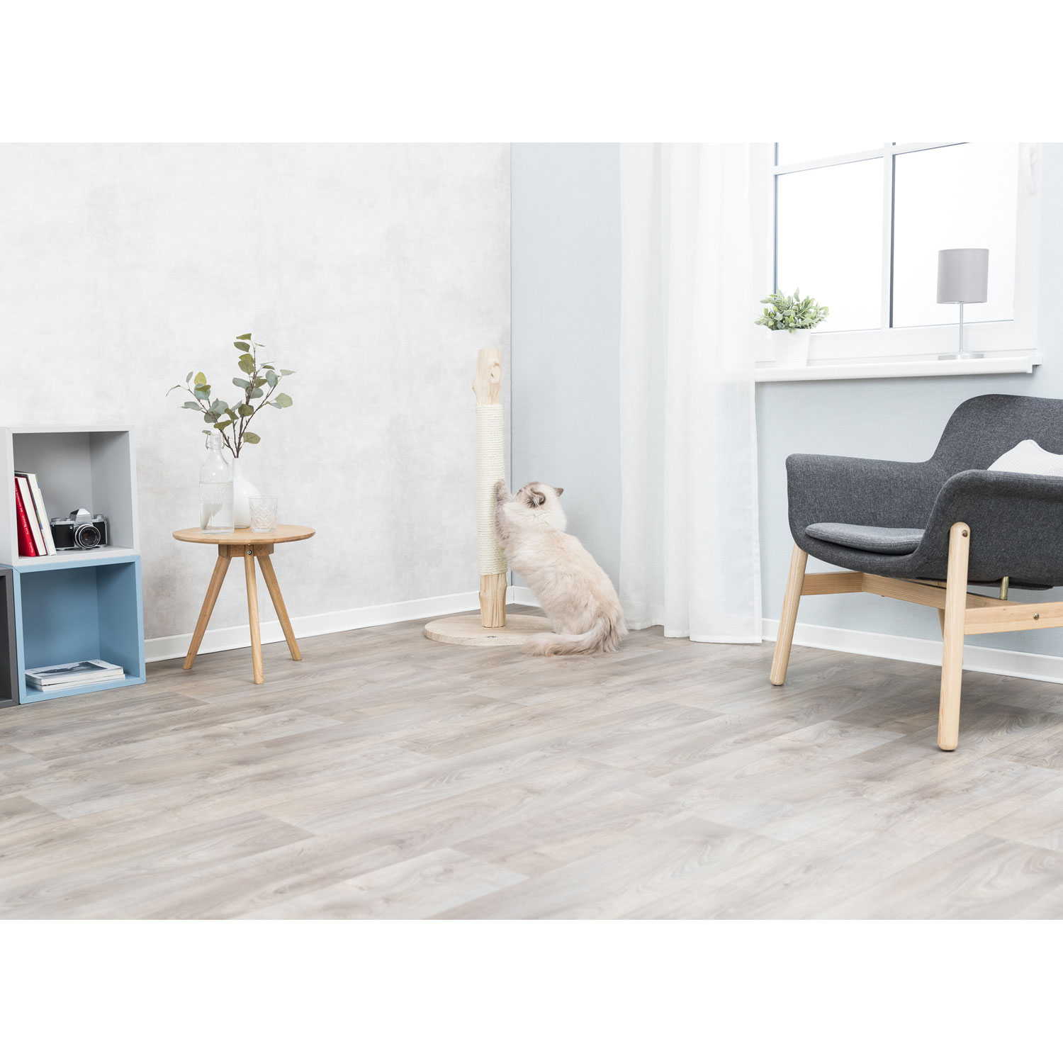 Poste rascador, madera natural, 93 cm, Beige