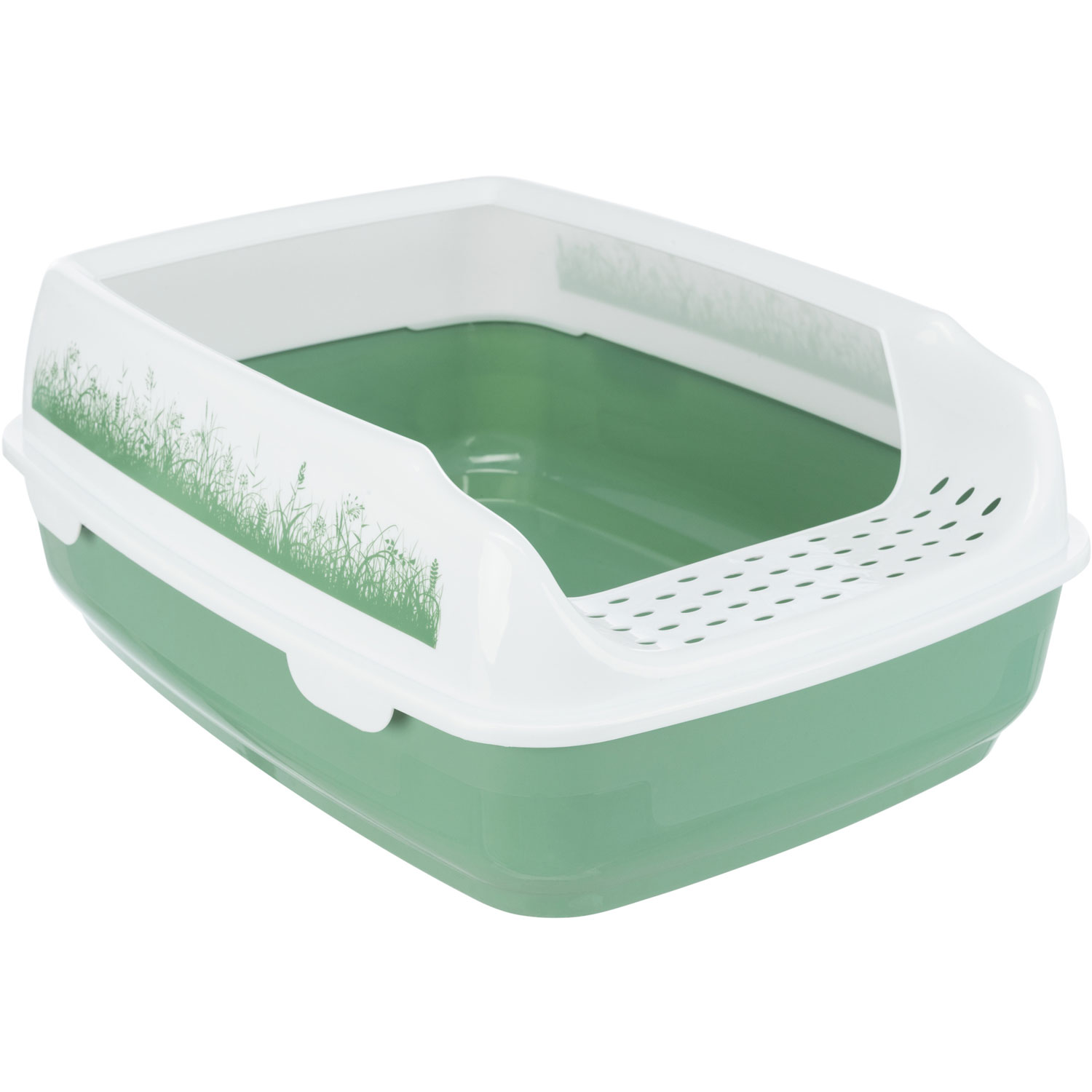 Bandeja Higiénica Delio con Borde, 38 × 20 × 50 cm, Verde/Blanco