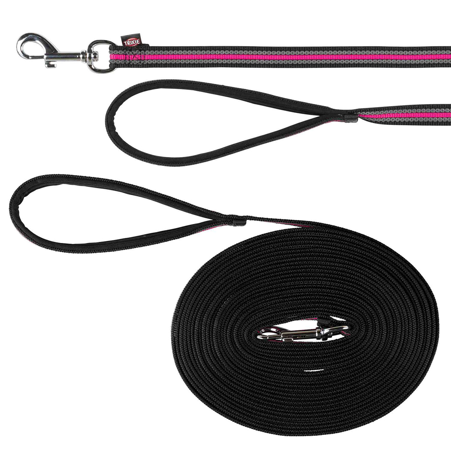 Correa de Rastreo Fusion, 15 m/17 mm, Negro-Rosa