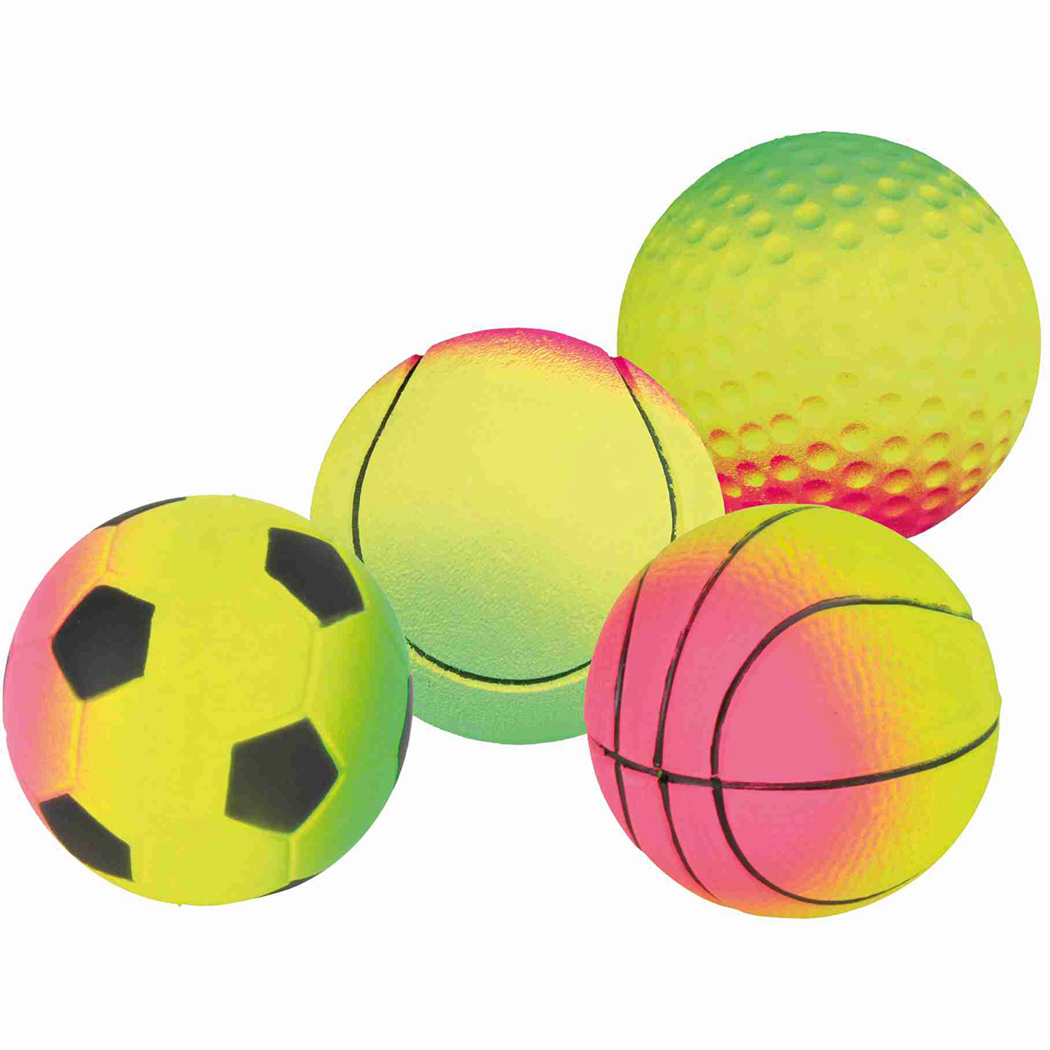 Set de Pelotas Neón, Caucho suave, ø7 cm, Flotante