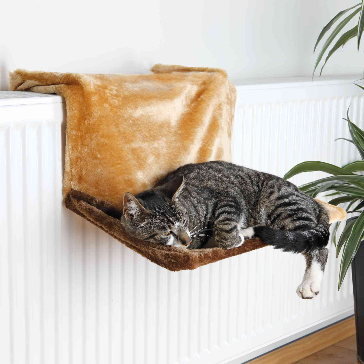 Cama Radiador, Peluche, 45 x 24 x 31 cm, Marrón
