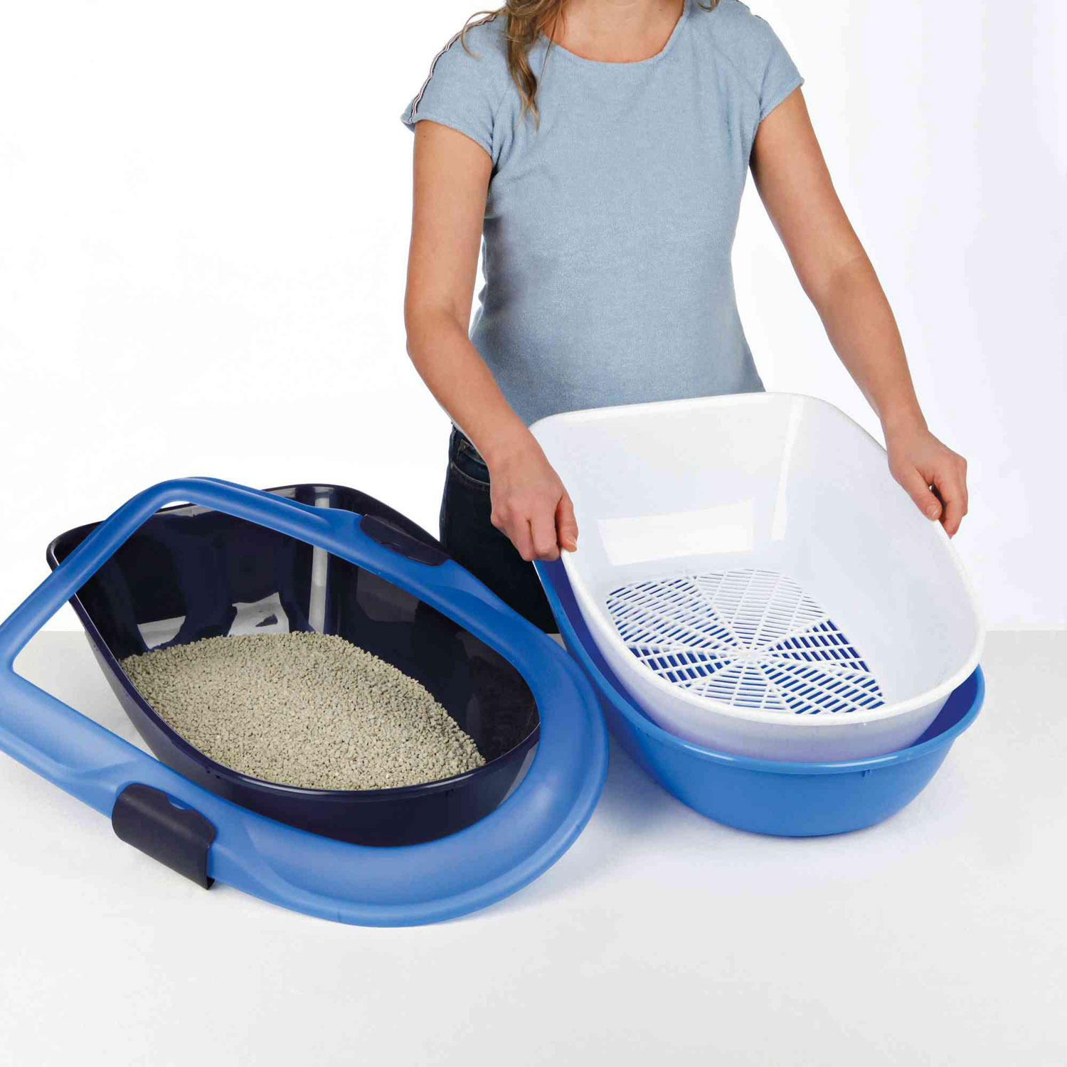 Bandeja Higiénica Berto, 39 x 22 x 59 cm, Gris-Azul-Granito